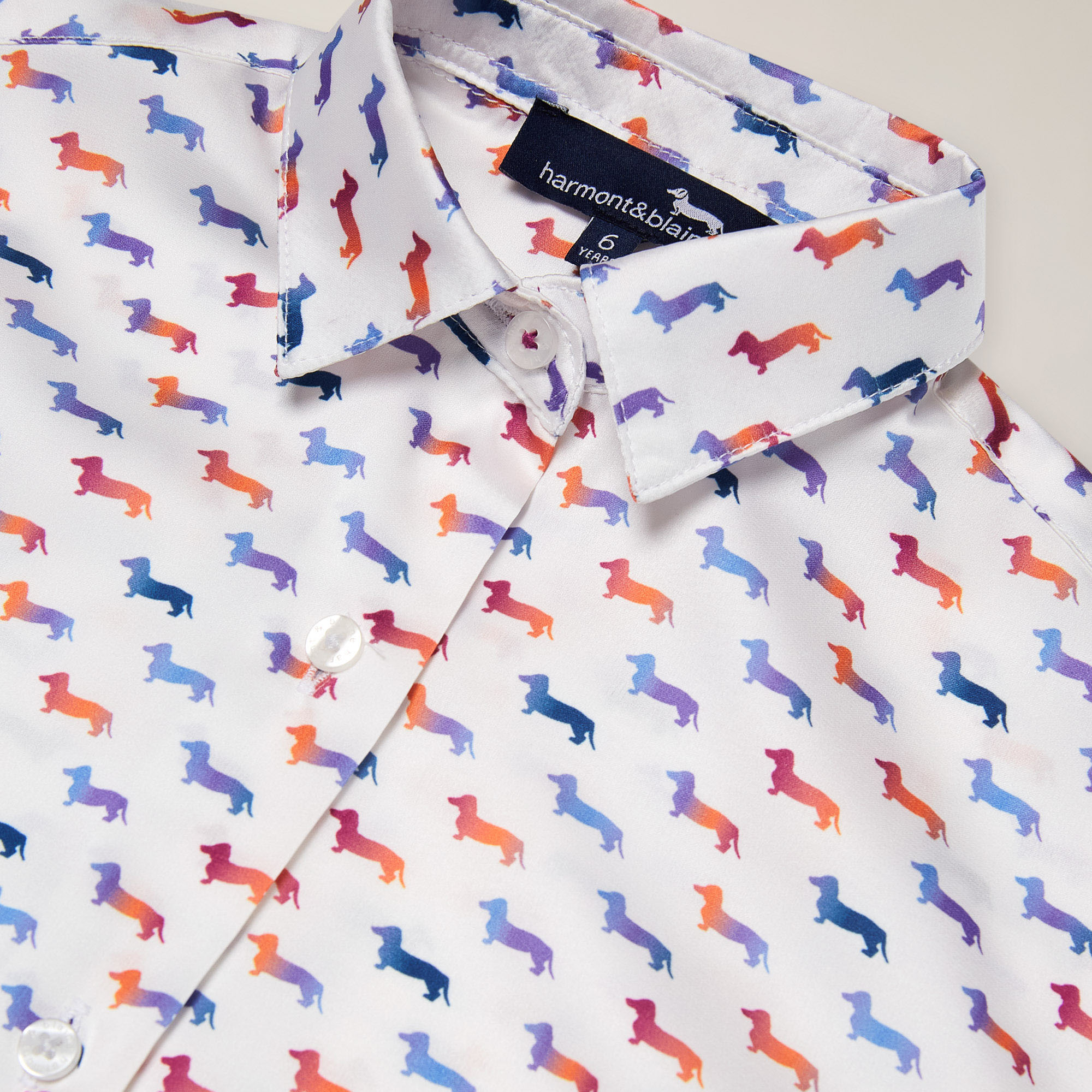 Camicia Con Stampa Bassotti, Bianco, large image number 2
