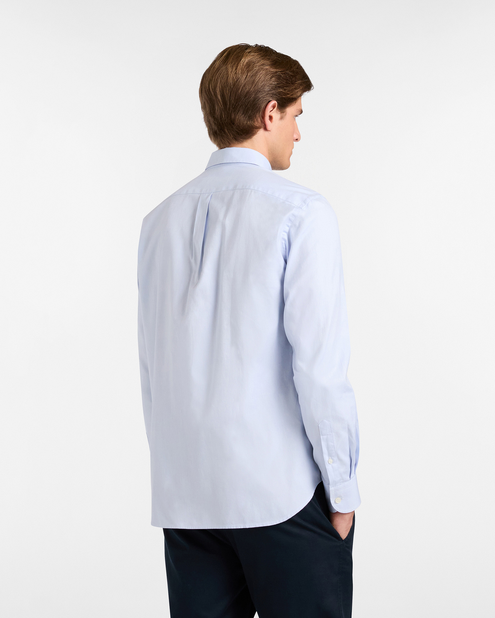 Essentials shirt in plain-coloured cotton, Light Blue, large image number 1