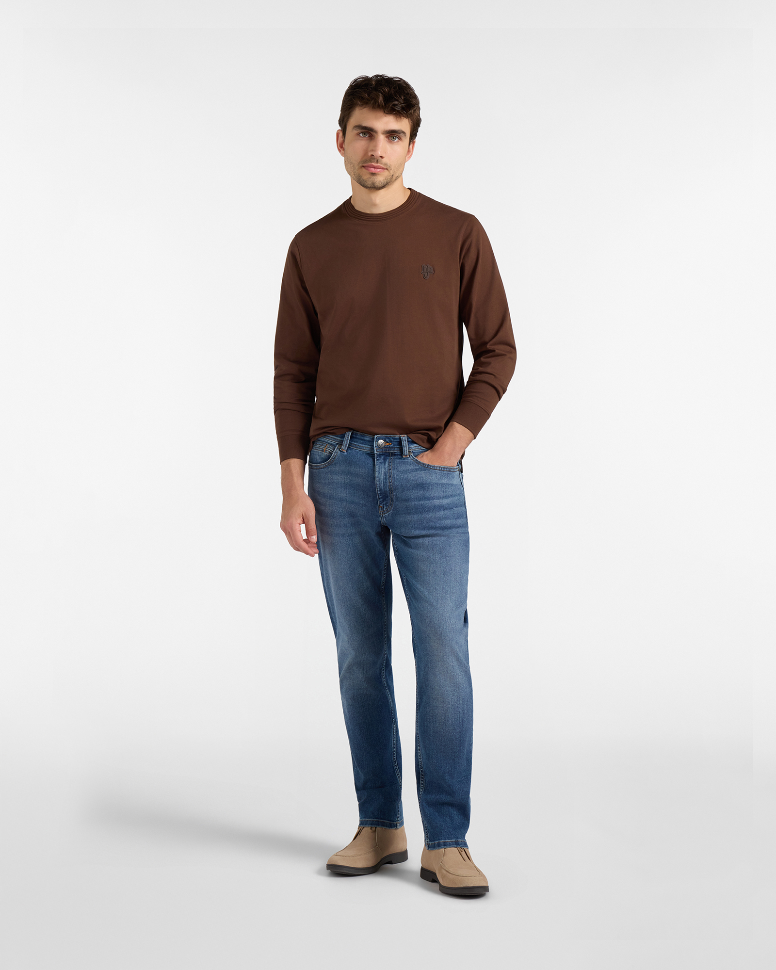 Jeans HBJ Uomo Narrow Fit 5 Tasche in Denim Stretch, BLU DENIM, large