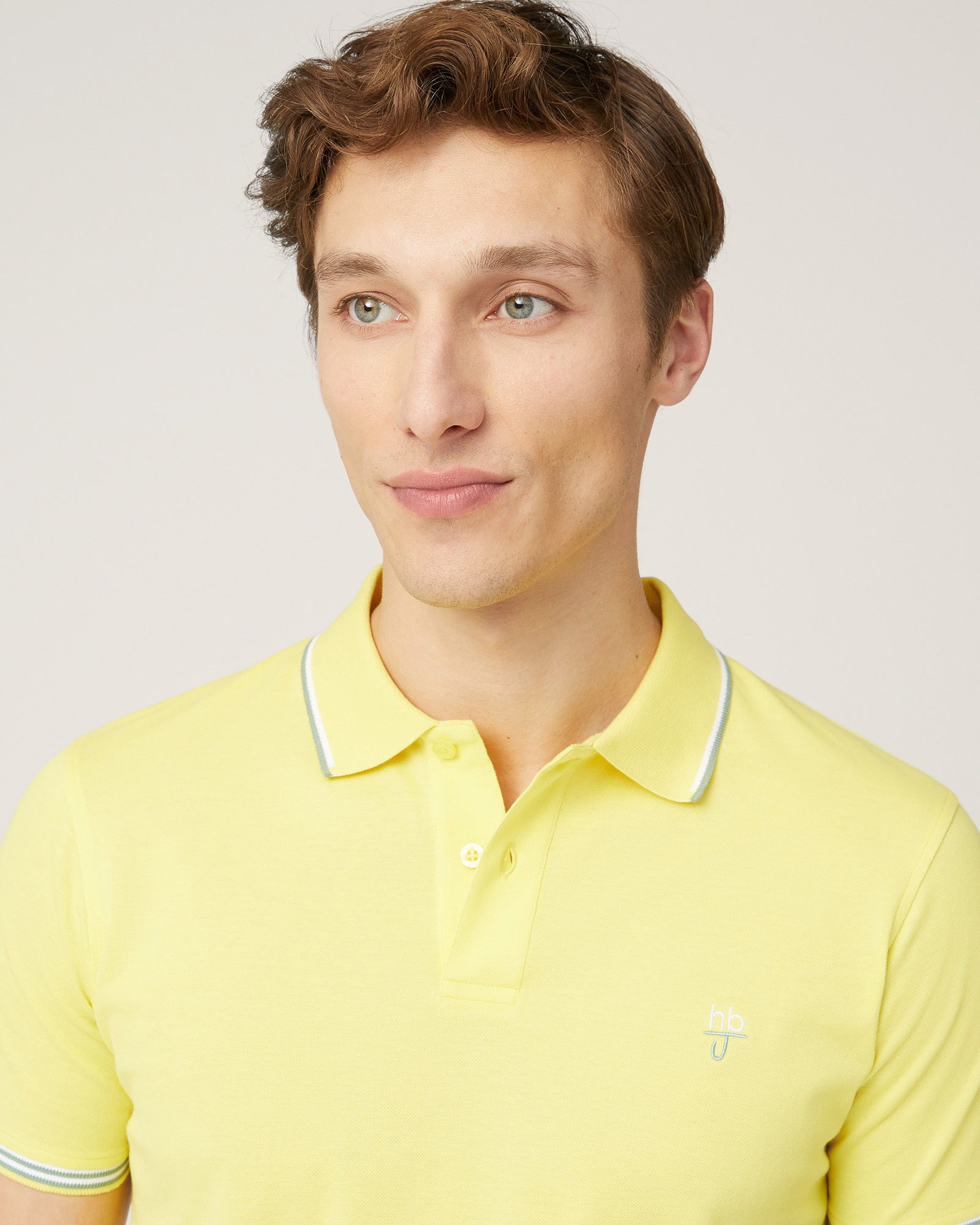 Polo with Contrasting Stripes, Lemon Yellow, large image number 2