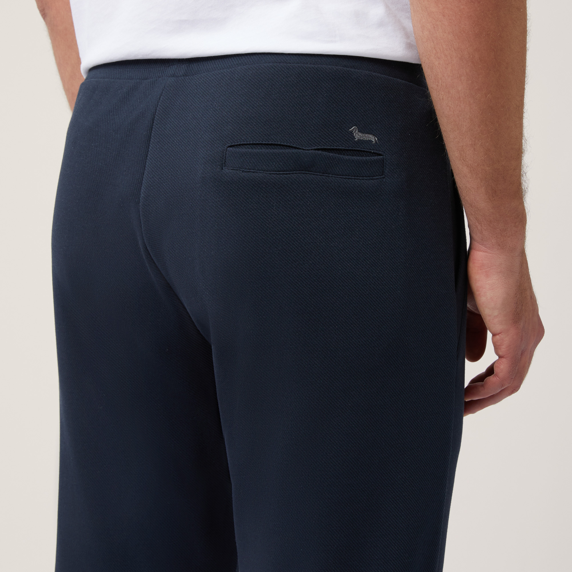 Pantalone In Cotone Stretch Con Tasca Posteriore, Blu Navy, large image number 2