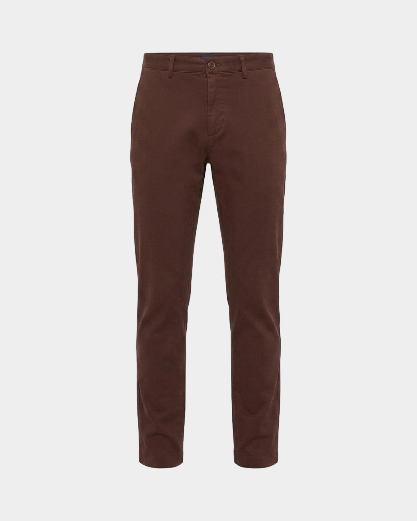Men&rsquo;s narrow-fit dark  stretch cotton chino pants, DARK BROWN, large