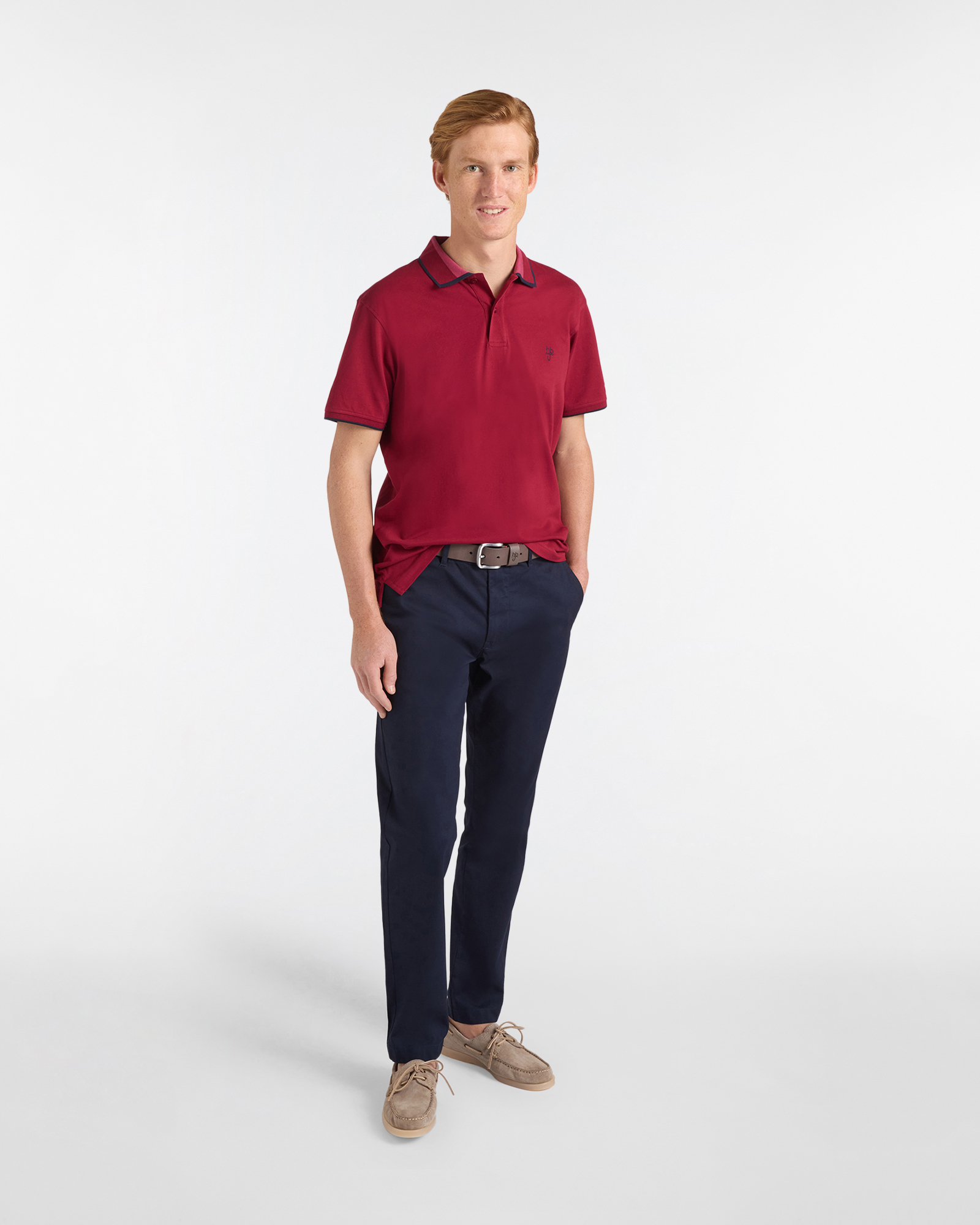 Polo uomo regular con bordini a contrasto, Rosso scuro, large image number 3
