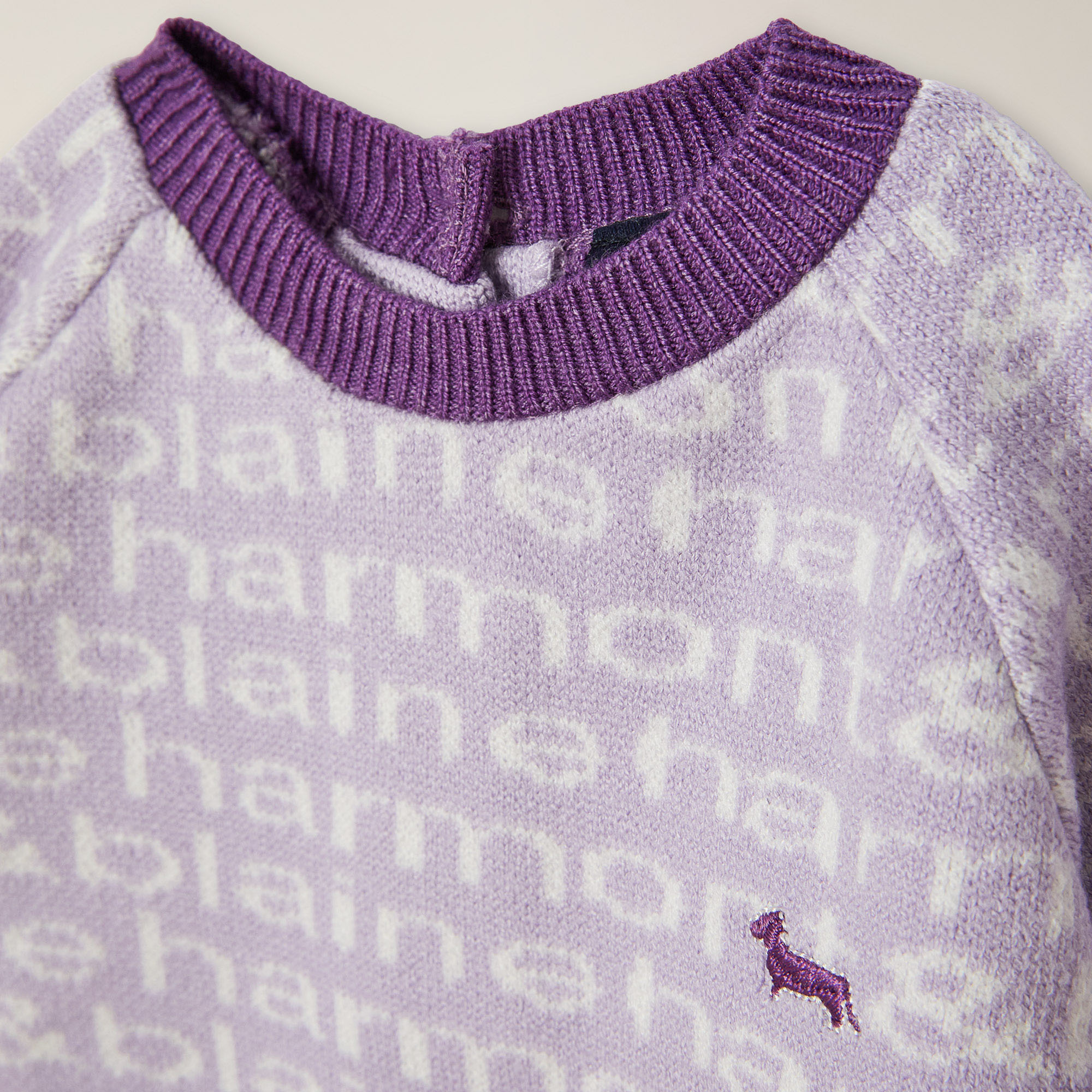 Knitted romper with logo inlay, Lilac, large image number 2