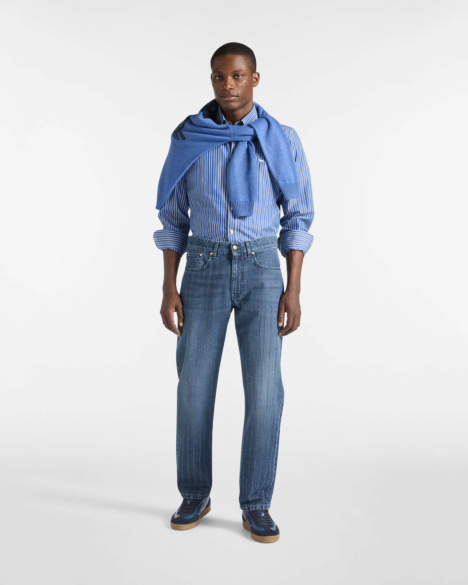 Jeans in Needle-Punched Denim, Denim Blue, large image number 3