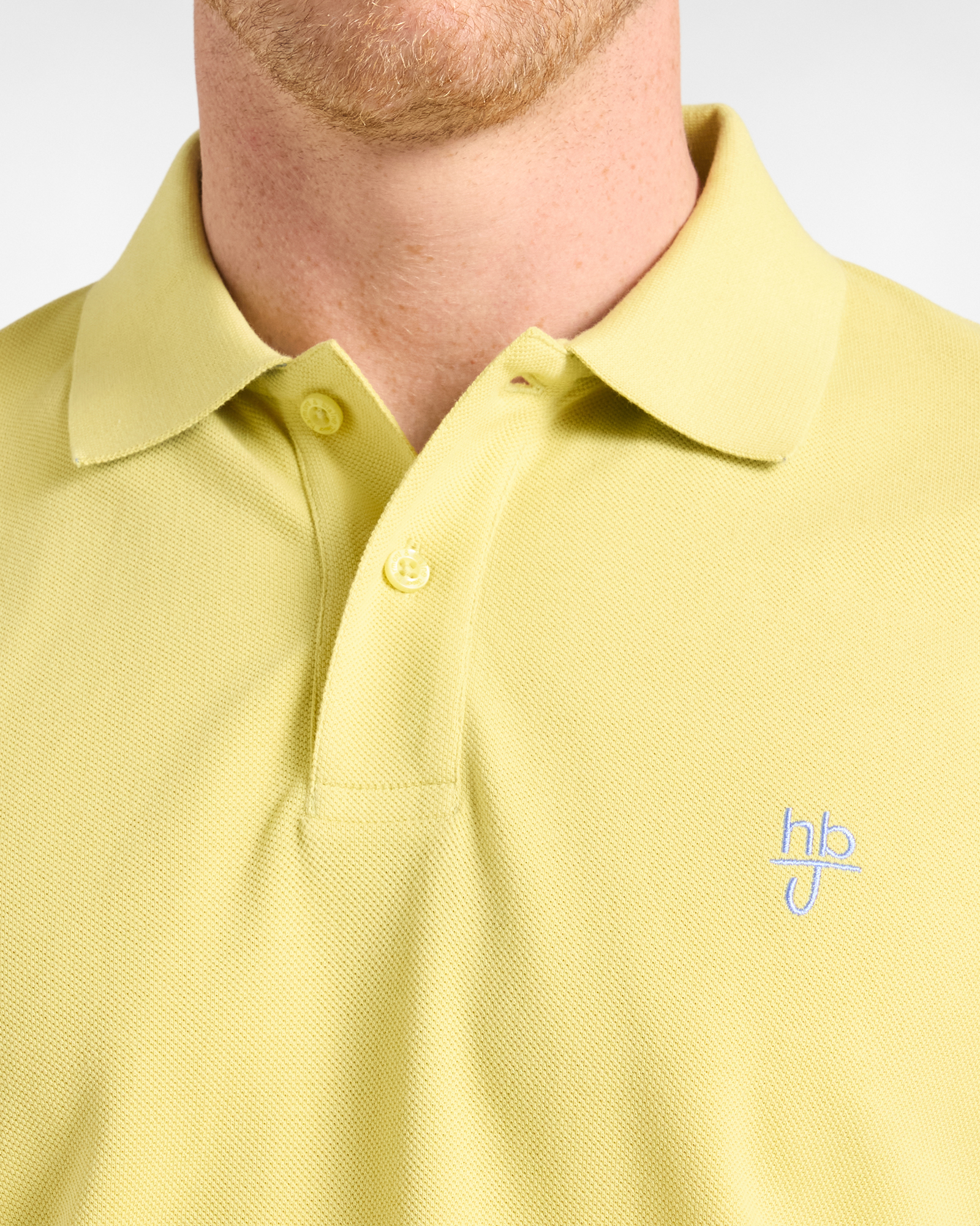 Polo HBJ Uomo Manica Lunga in Cotone Piquet, GIALLO, large image number 2