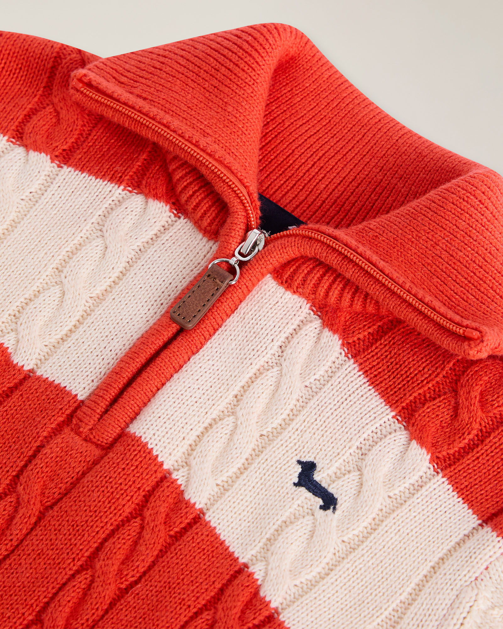 Half‑zip sweater with cable knit, Orange, large image number 2