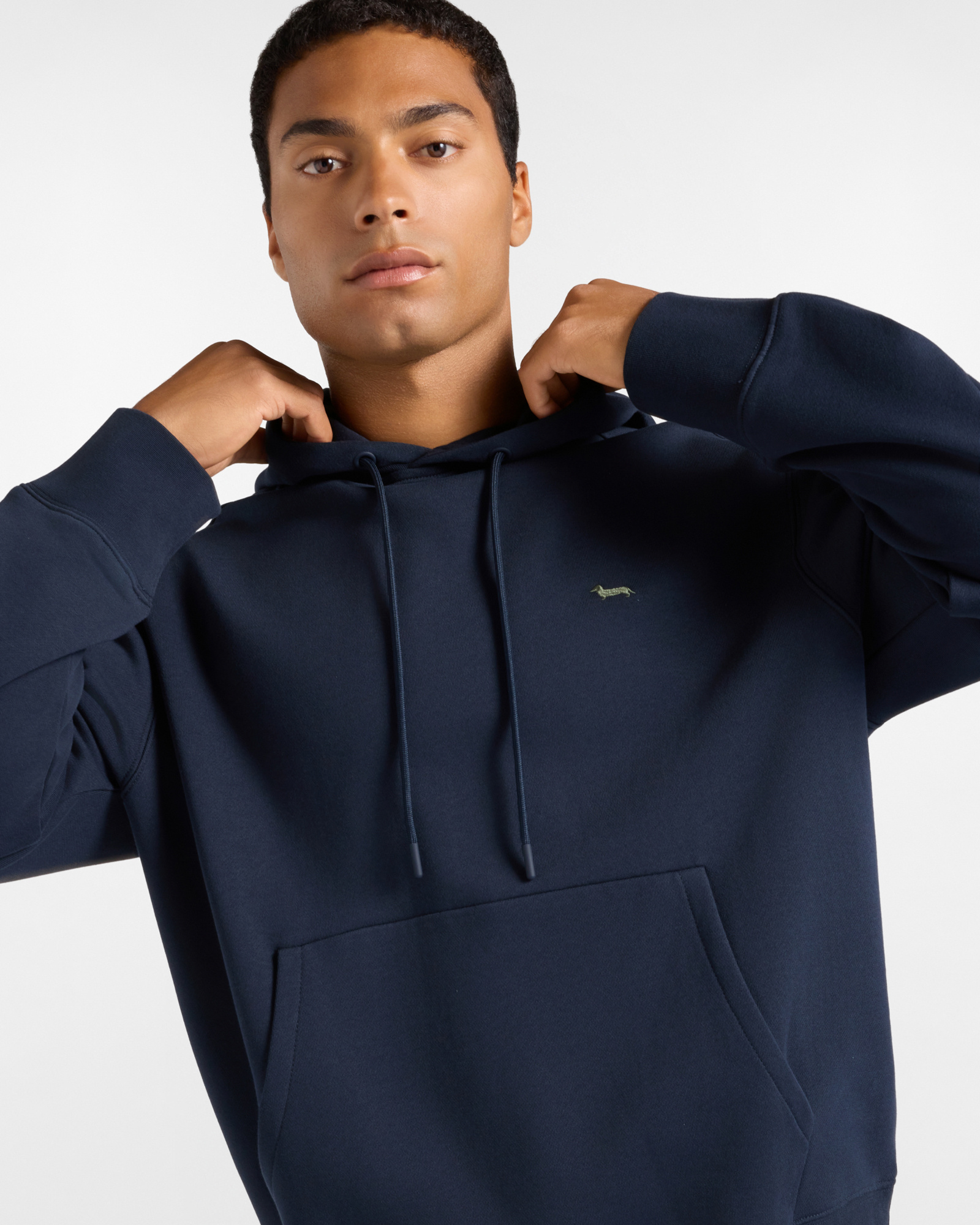 Felpa con cappuccio Uomo blu Relaxed Fit con tasca a marsupio, BLU NAVY, large