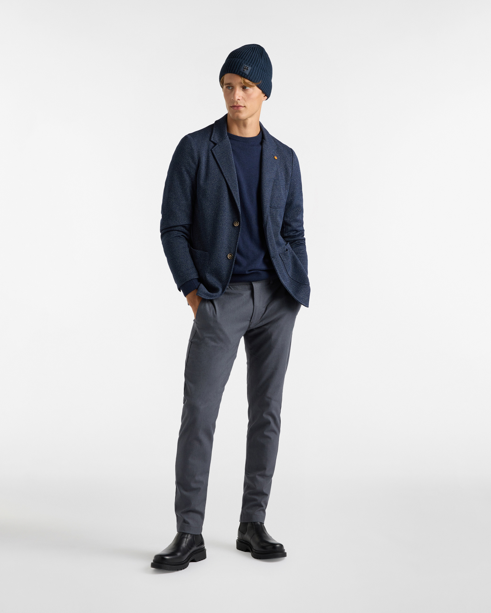 Giacca Misto Cotone Melange, Azzurro, large image number 3