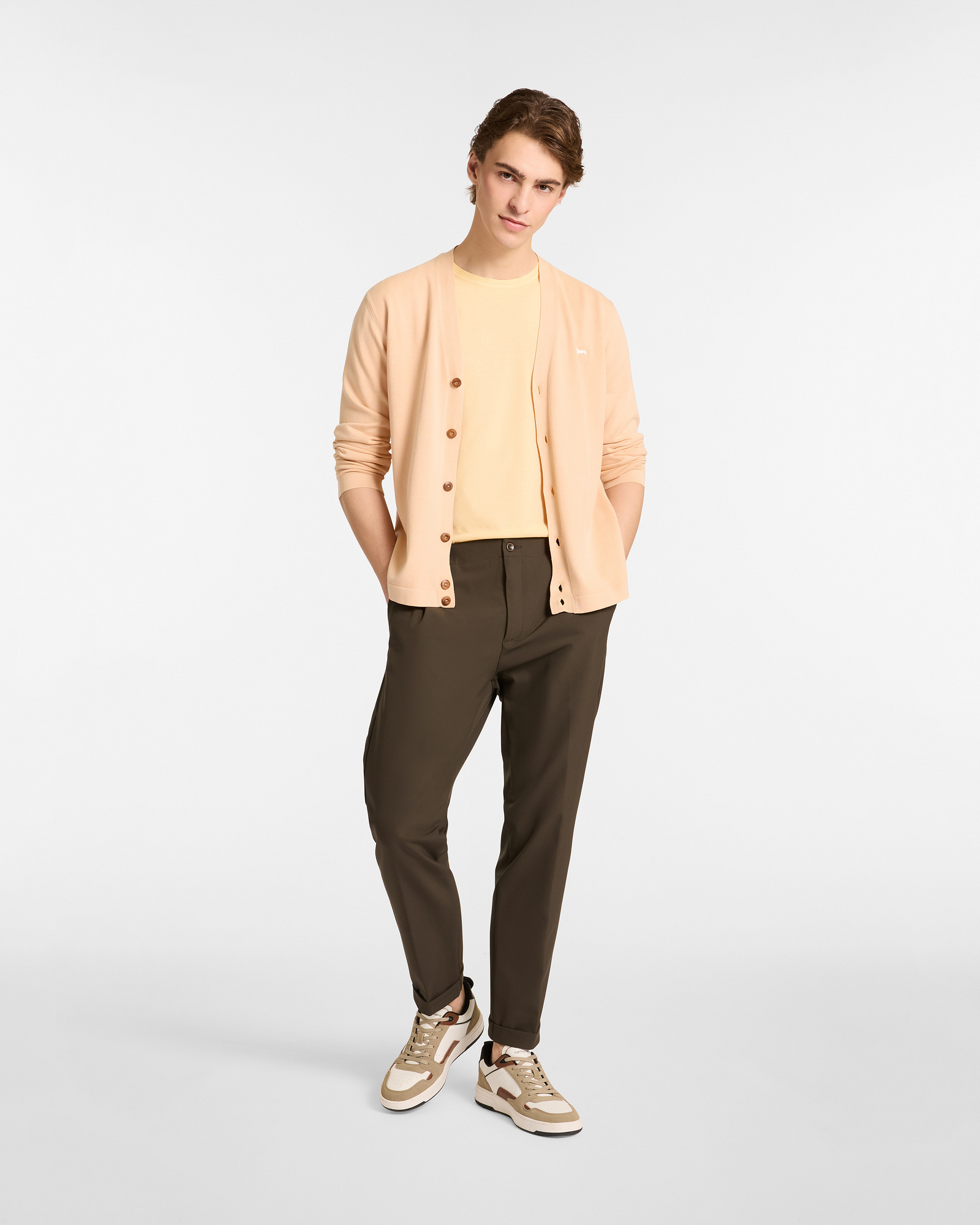 Chino Pants with Side Elastic Bands, Green, large image number 3