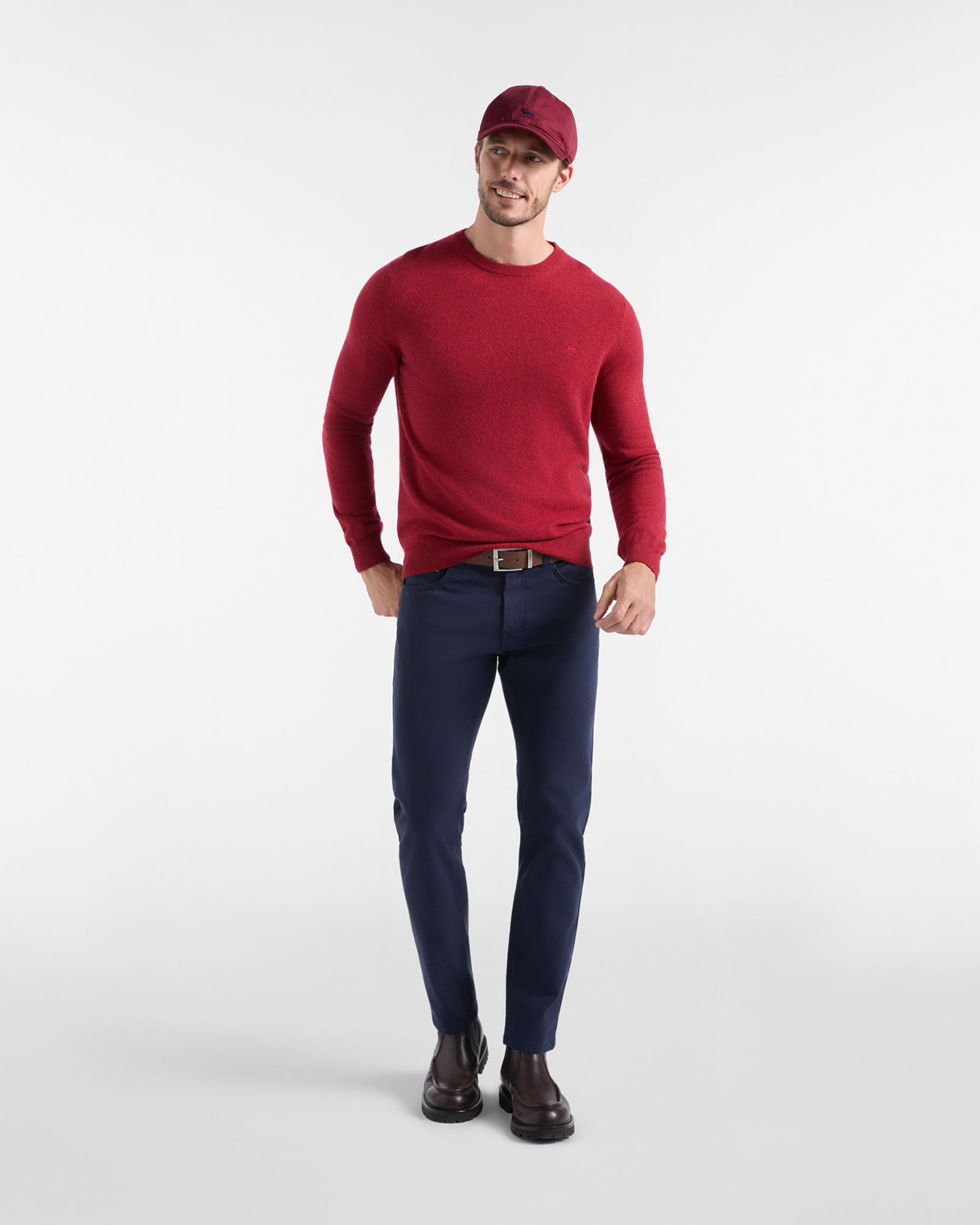 Maglia Uomo in 100% puro cashmere Regular Fit Made in Italy, ROSSO MATTONE, large