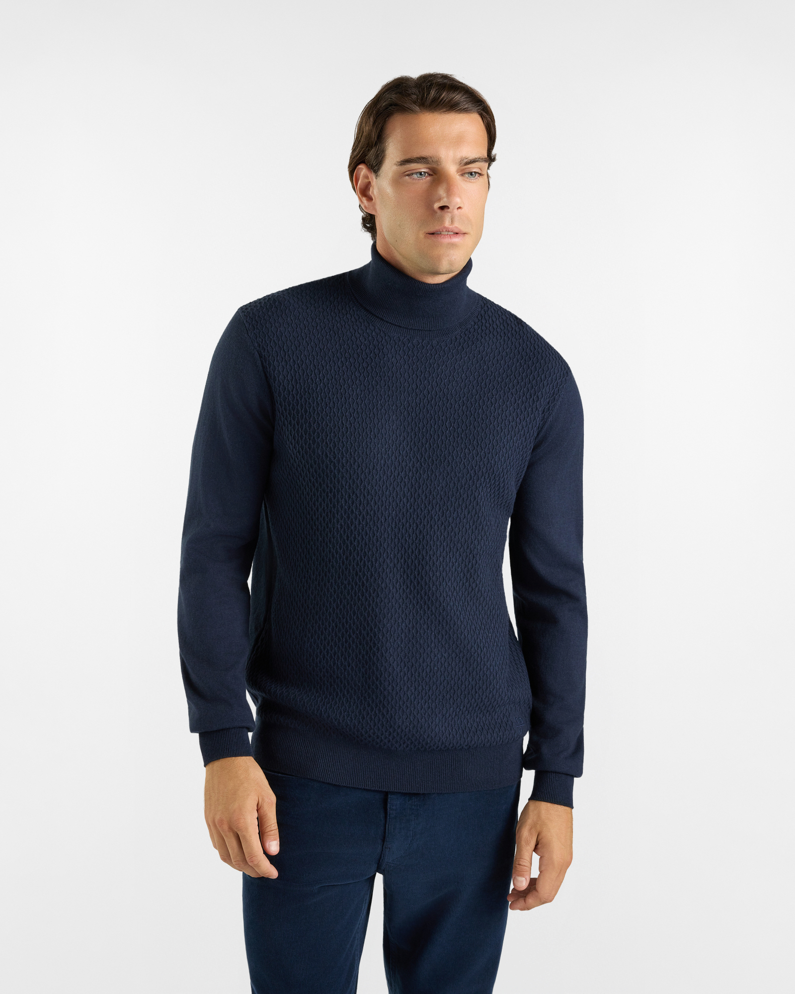 Dolcevita HBJ Uomo in misto lana e cashmere blu scuro