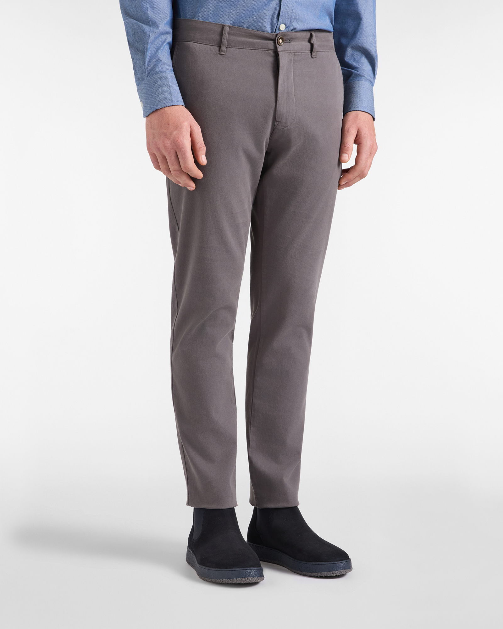 Pantalone Chino HBJ Uomo Narrow Fit in Gabardina di Cotone Stretch, ANTRACITE, large