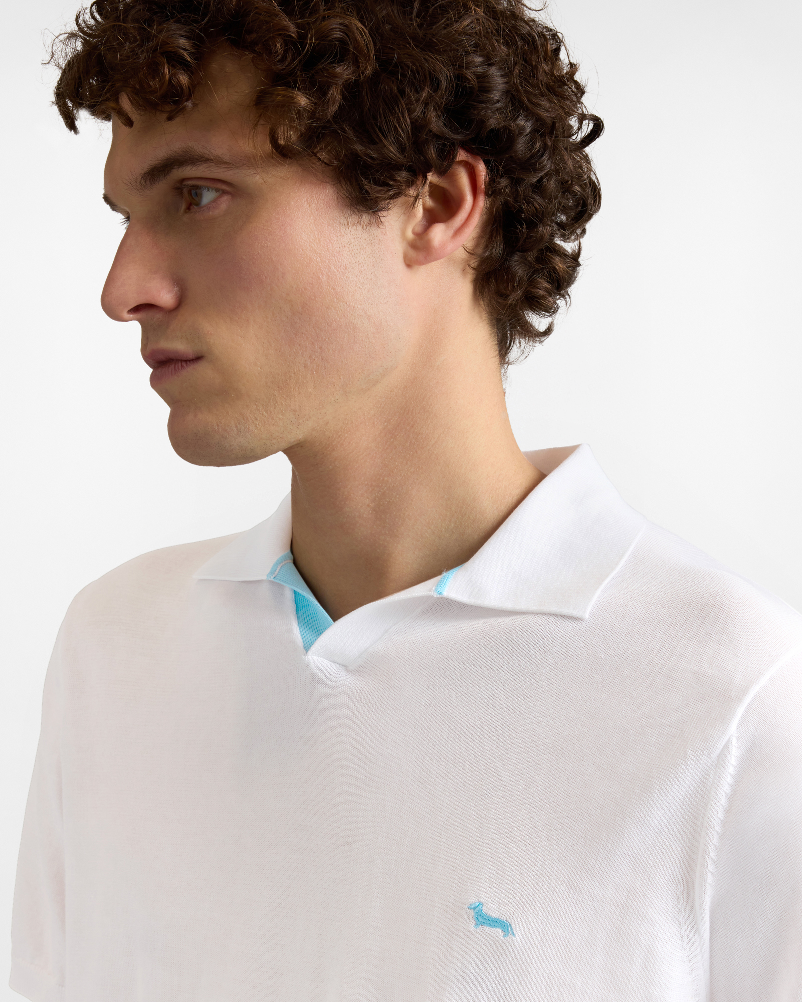 Polo de punto con cuello de pico, Blanco, large image number 2