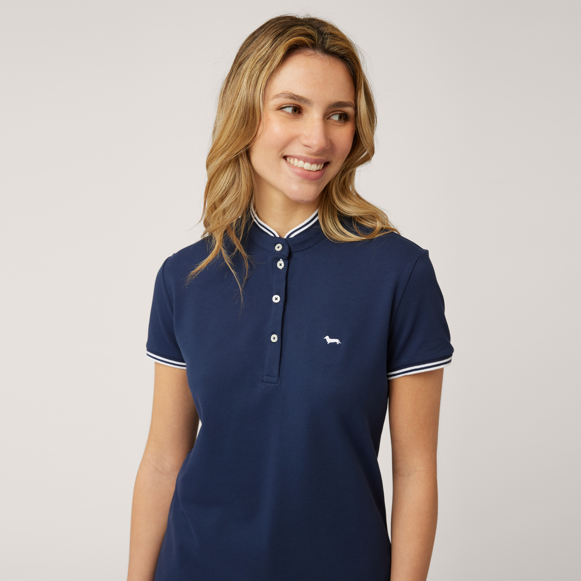 Polo with Mandarin Collar, Marine Blue, large image number 2