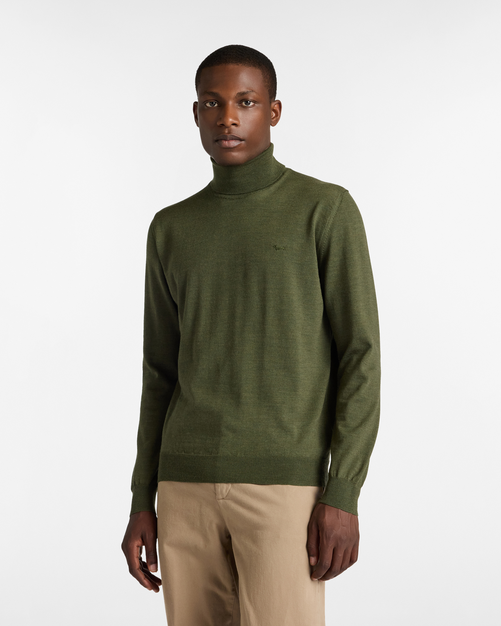 Merino Wool Turtleneck, Olive Green, large image number 0