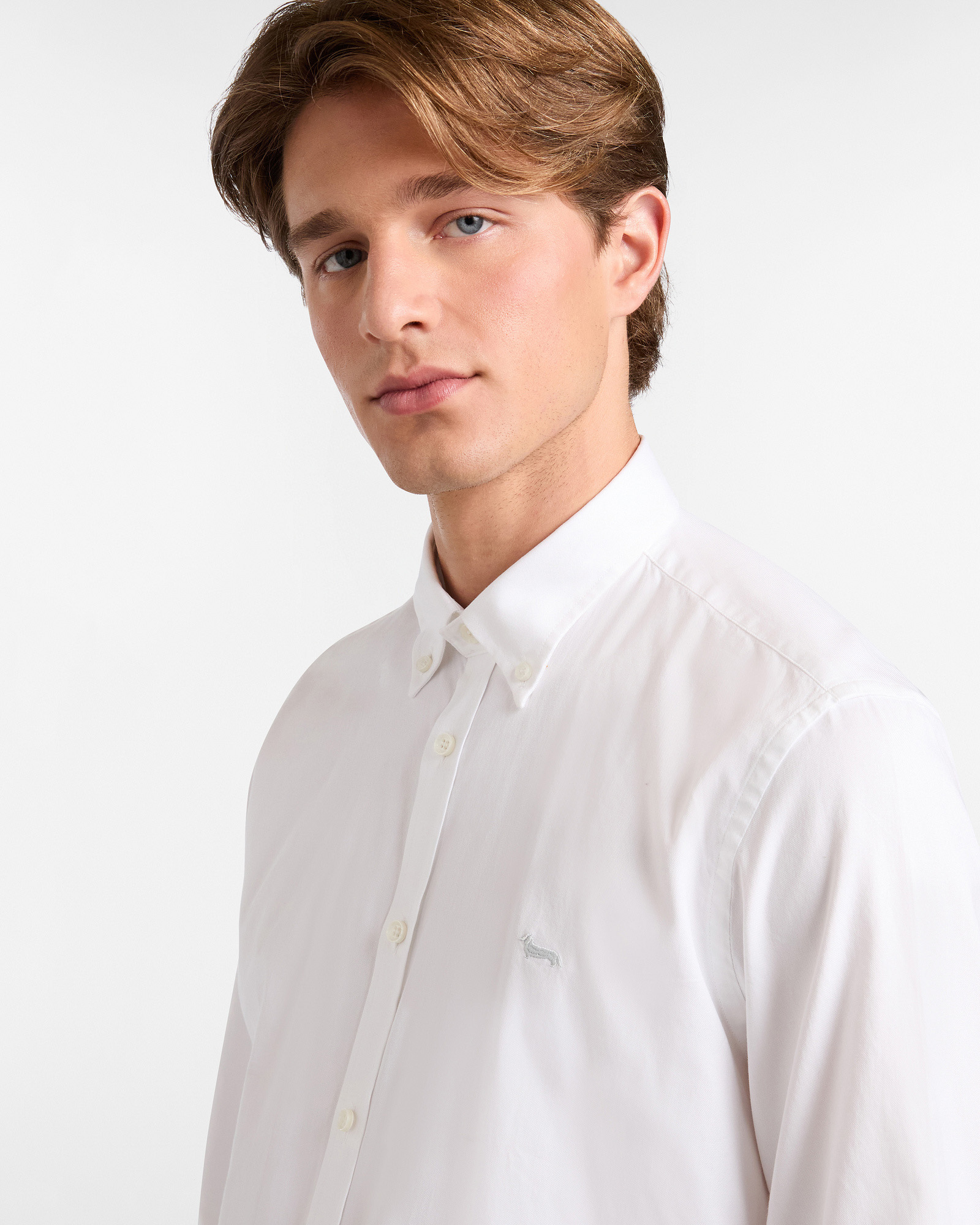 Essentials shirt in plain-coloured cotton, White, large image number 2