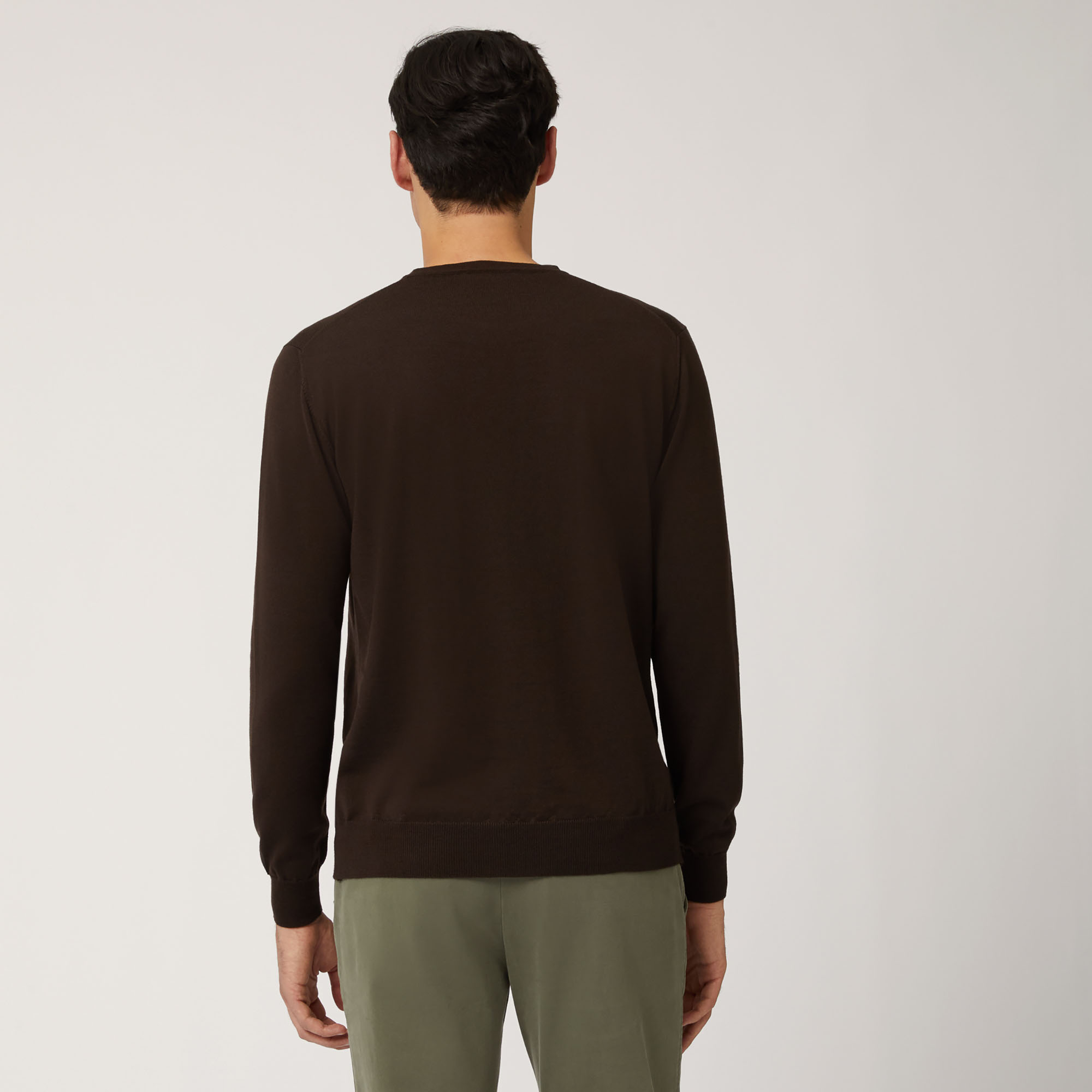 Pullover Girocollo In Lana Merino, Rovere Moro, large image number 1