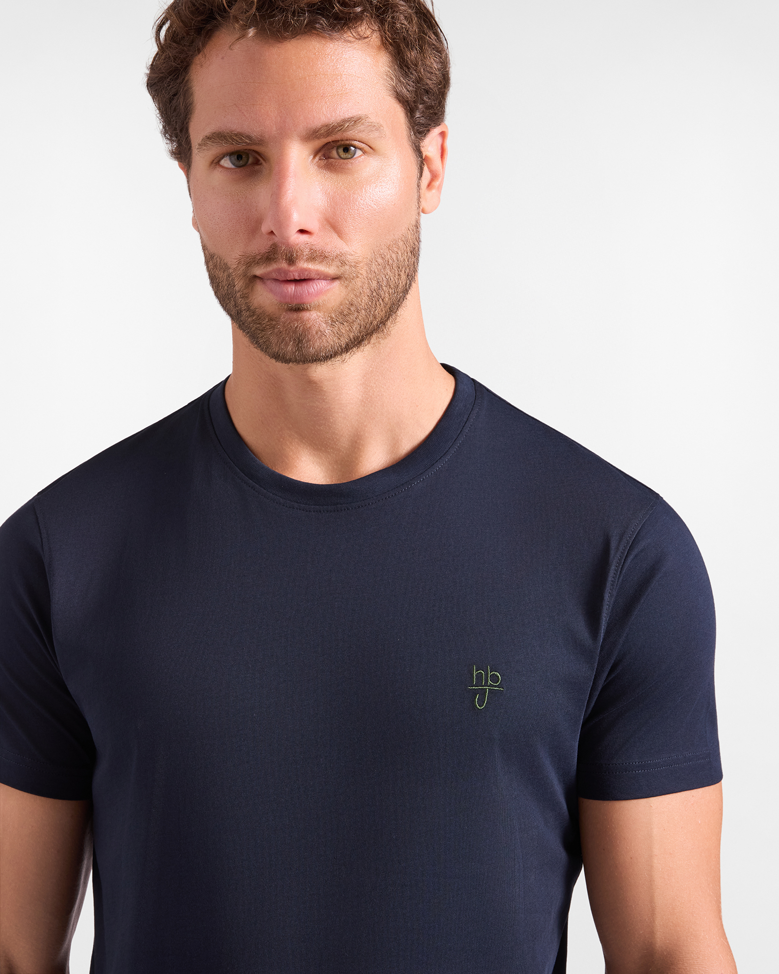 T-shirt HBJ Uomo Narrow Fit in puro cotone, BLU SCURO, large image number 2