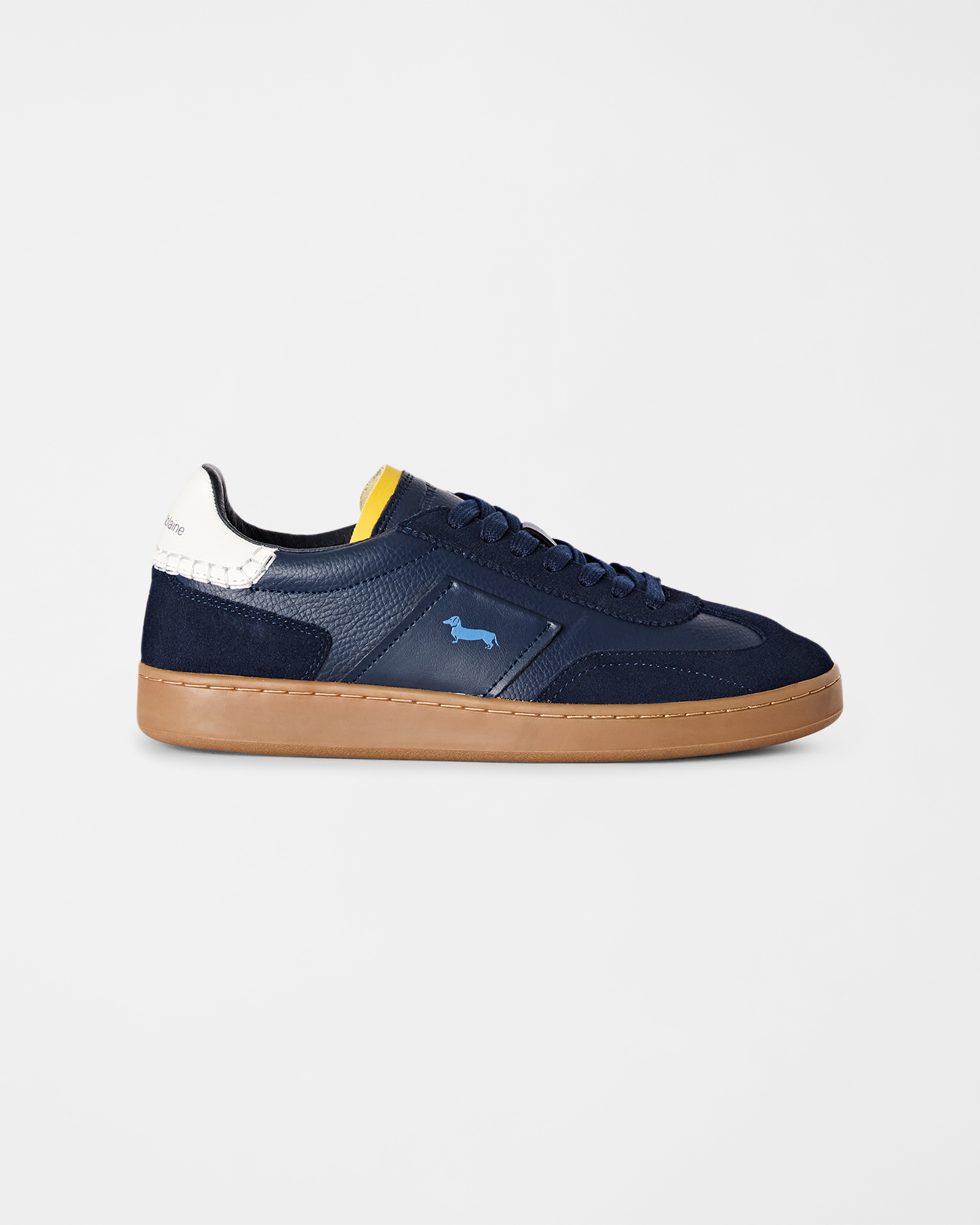 Men's Metropolis Sneakers in Blue Leather and Suede with Colored Sole