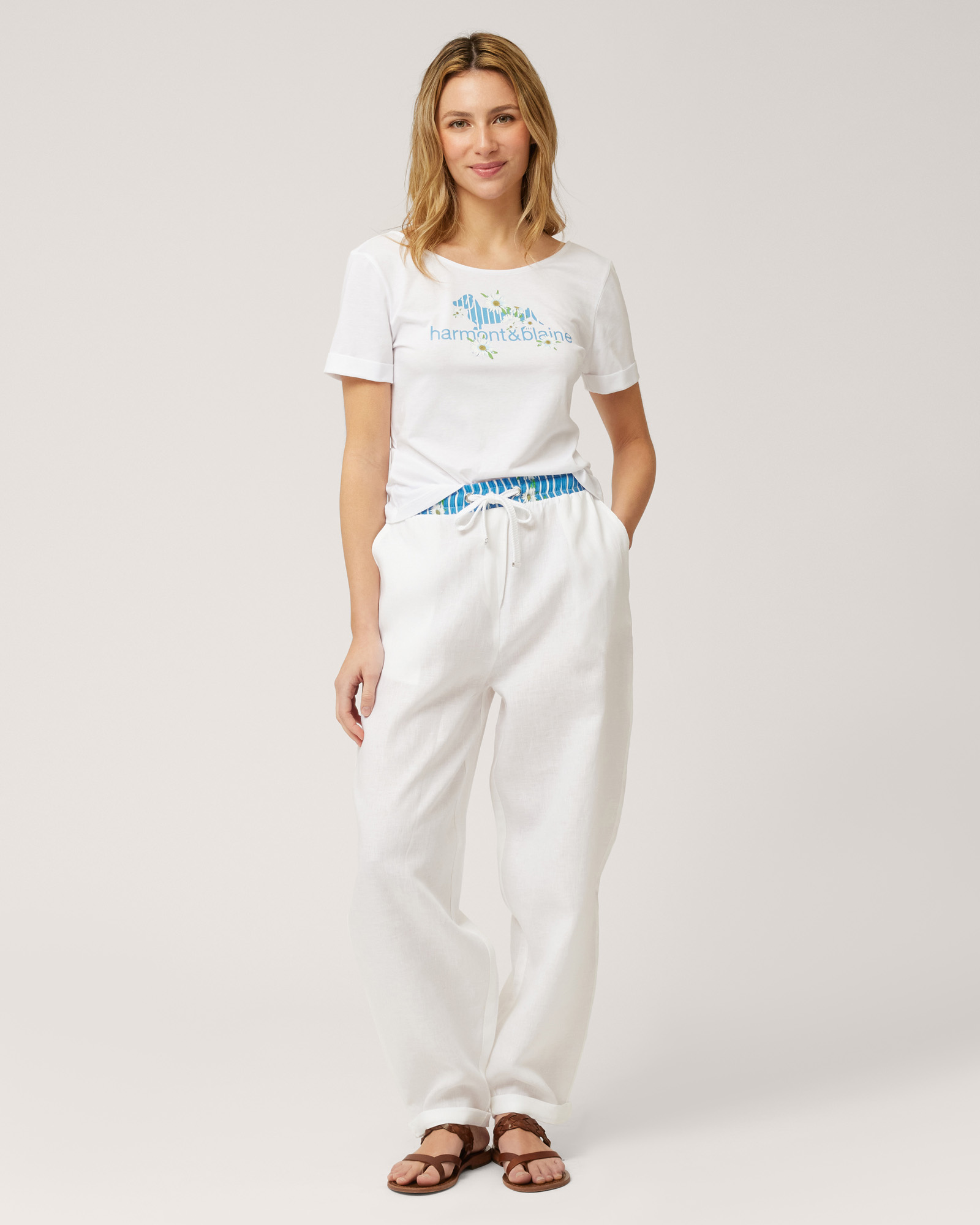 Camiseta con estampado y detalle cut-out, Blanco, large image number 3