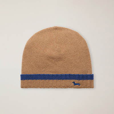 Short Cashmere-Blend Beanie With Embroidered Dachshund