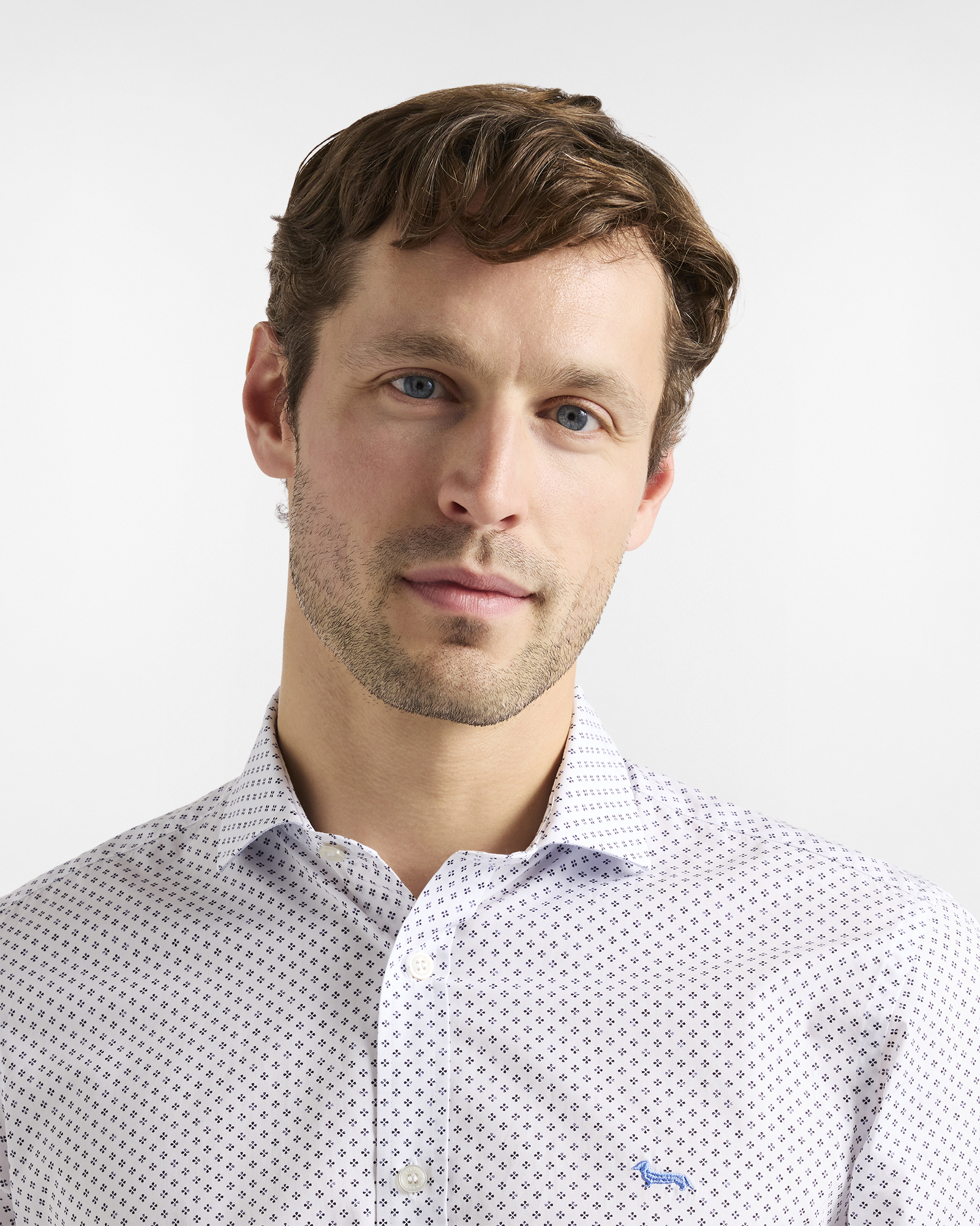 Chemise &agrave; micro-imprim&eacute; coupe ajust&eacute;e