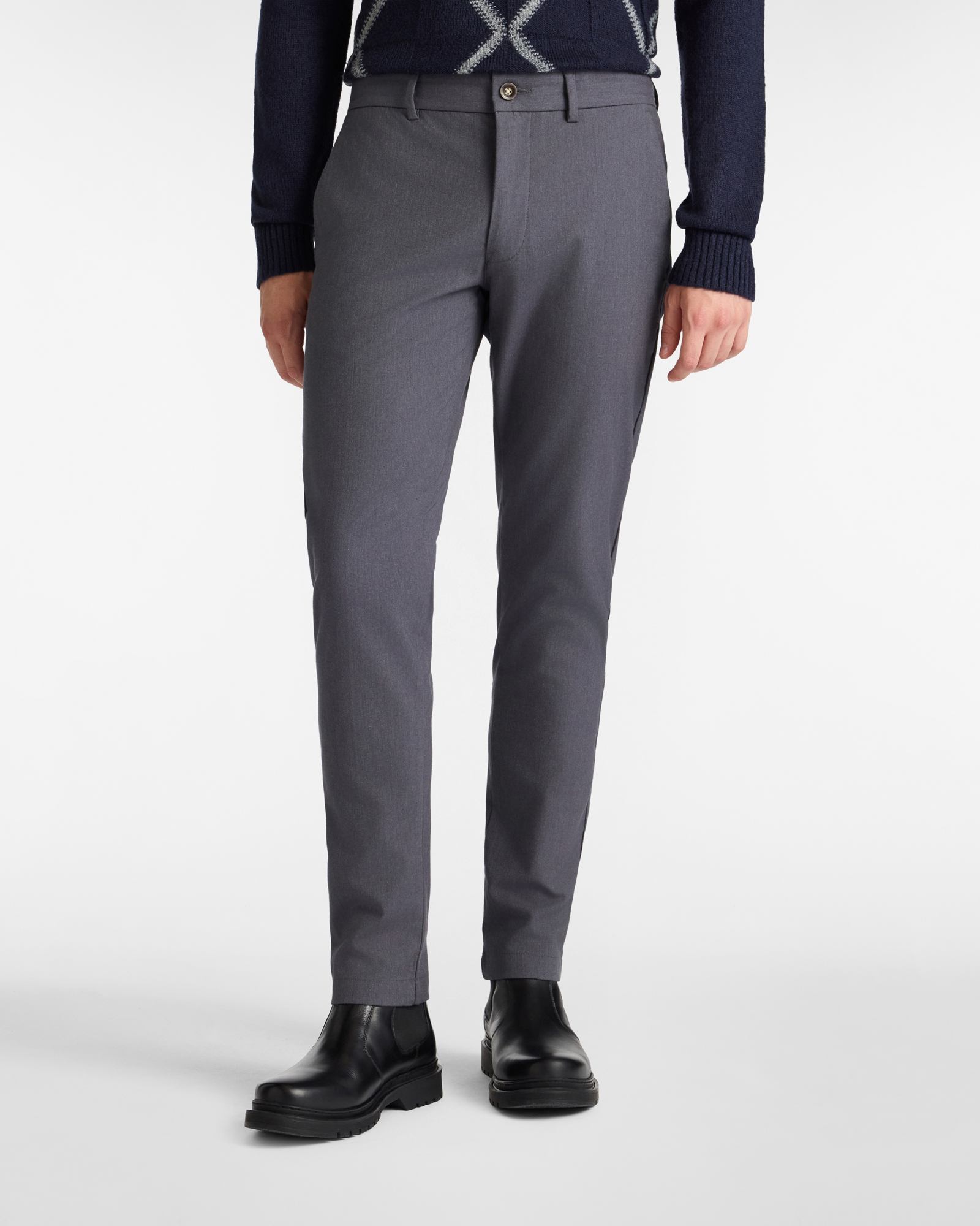 Narrow Fit Chino Pants in Twill, Dark Gray, large image number 0