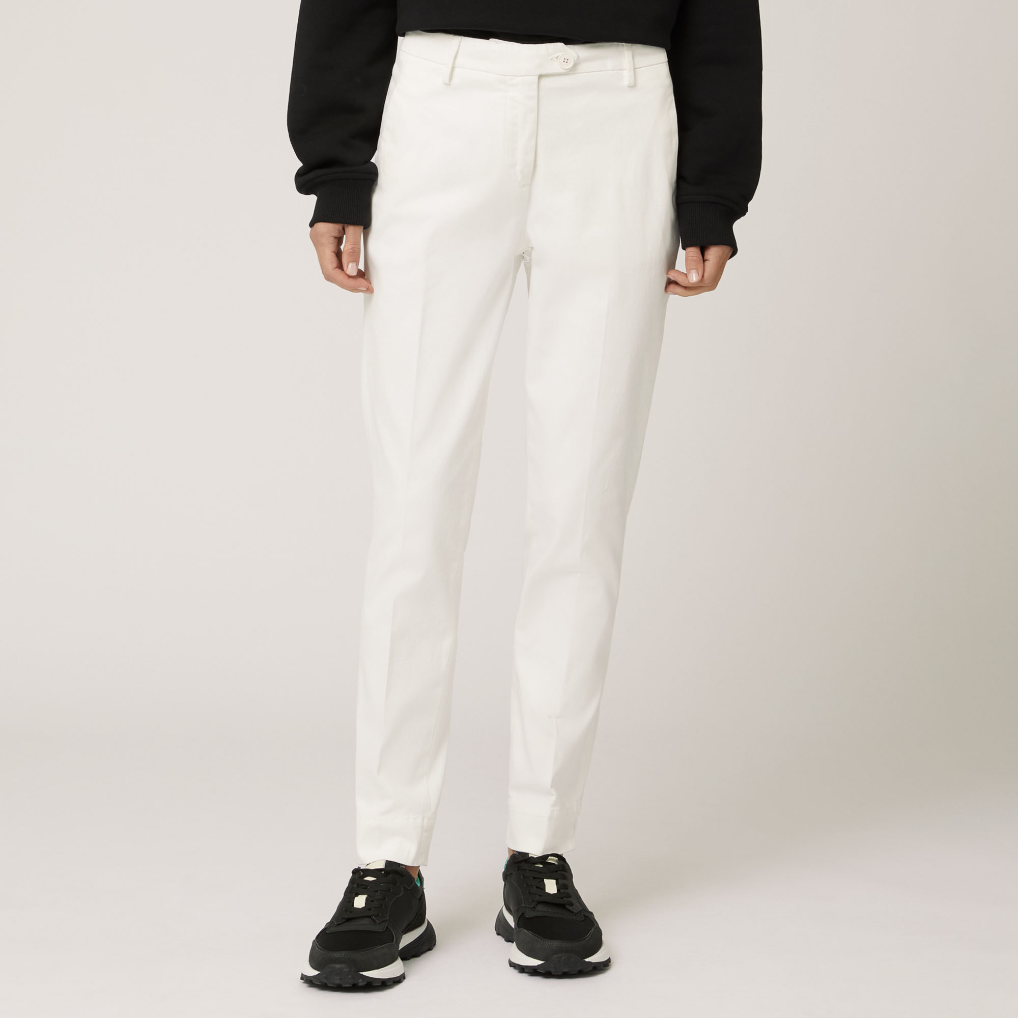 Stretch Cotton Chino Pants, White, large image number 0