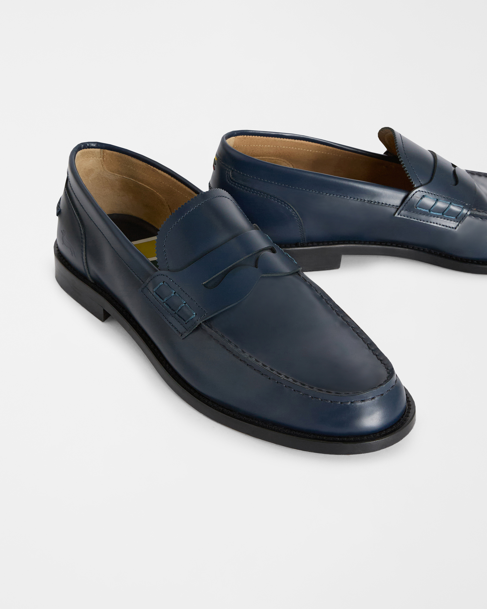 Leather College Loafers, Blue, large image number 3