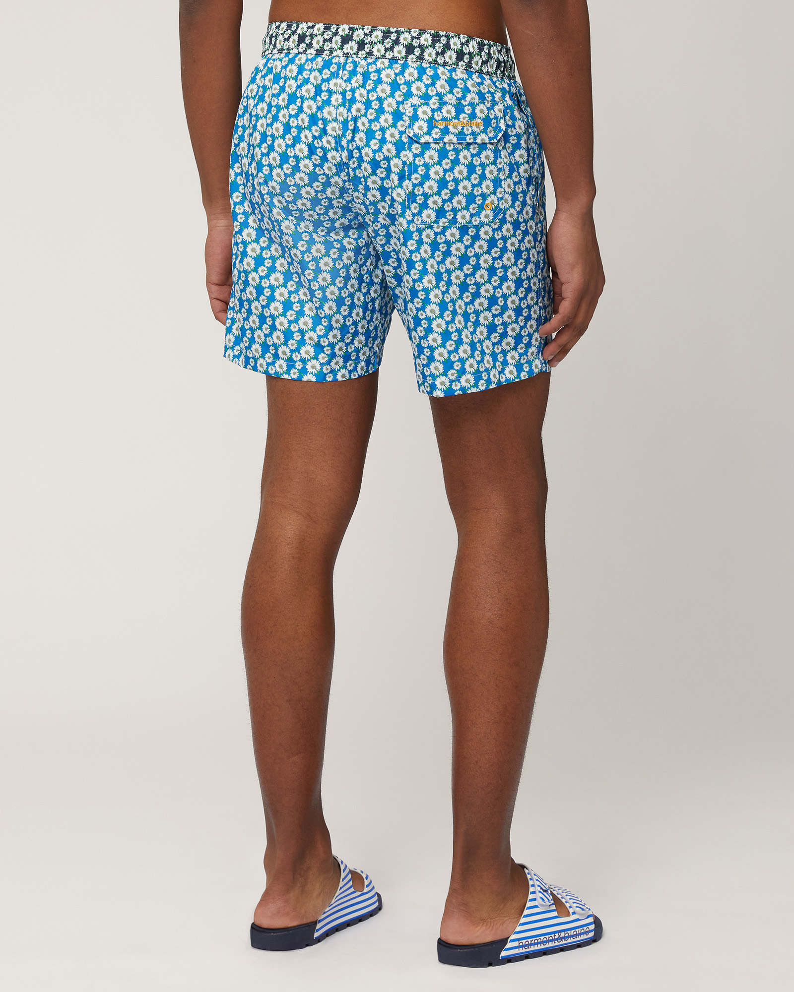 Swim Trunks with Daisies, Light Blue, large image number 1