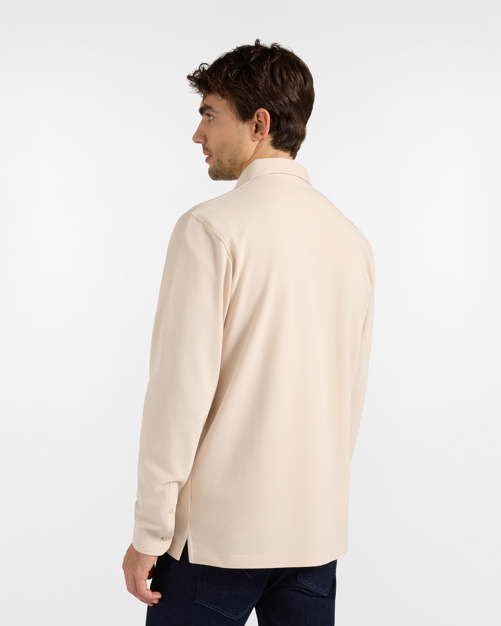 Polo HBJ Uomo in Piquet di Puro Cotone con Dettagli Denim, BIANCO, large