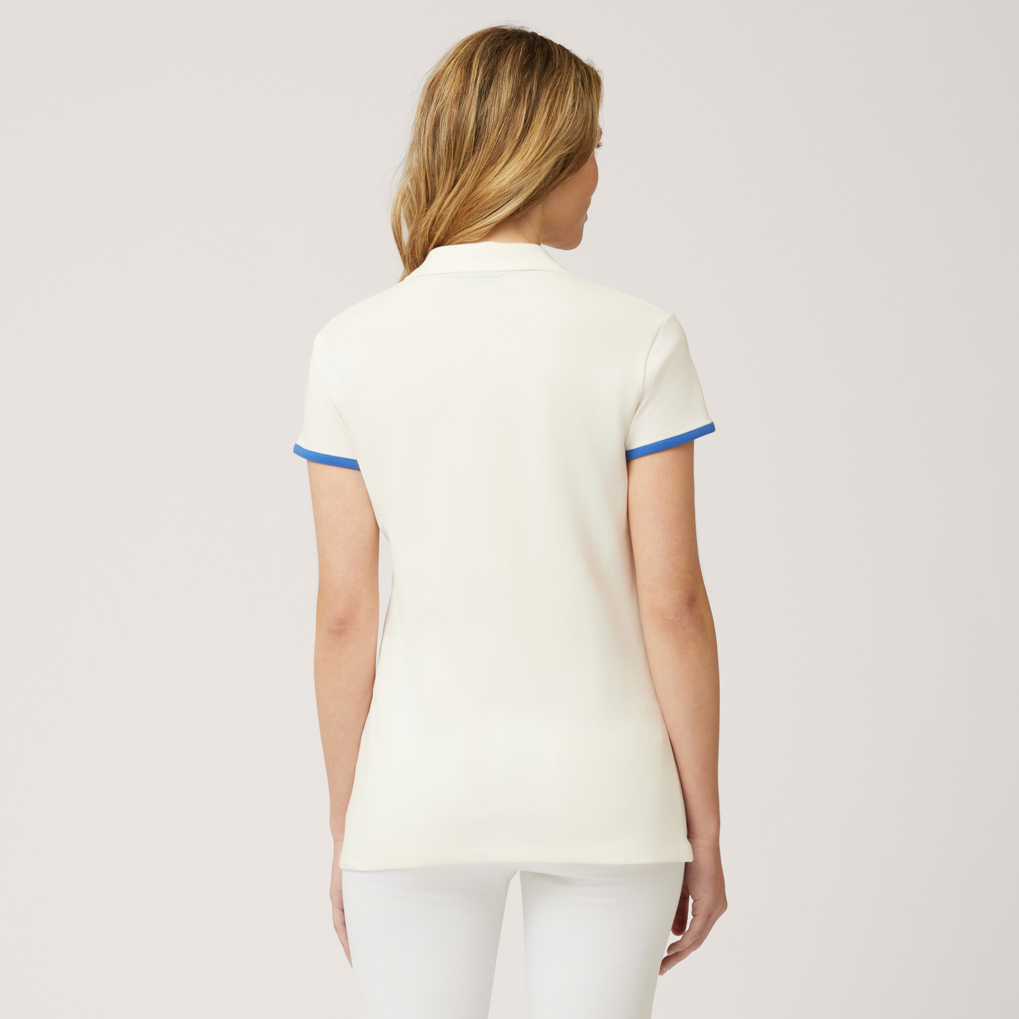 Contrasting Detail Polo, Creamy White, large image number 1
