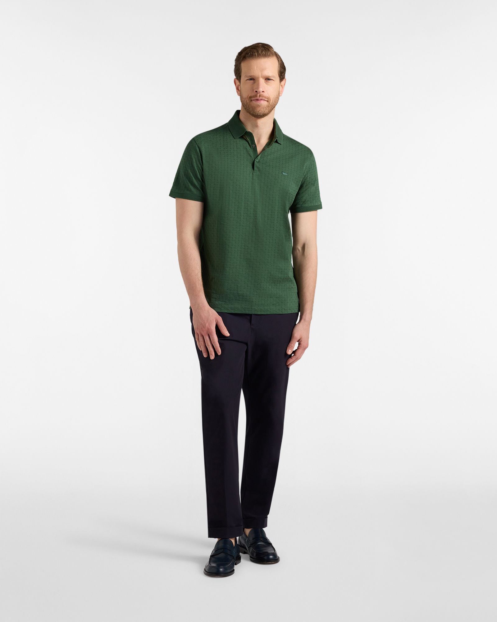 Men's jacquard jersey polo shirt with 3D collar, Amaranth, large image number 3
