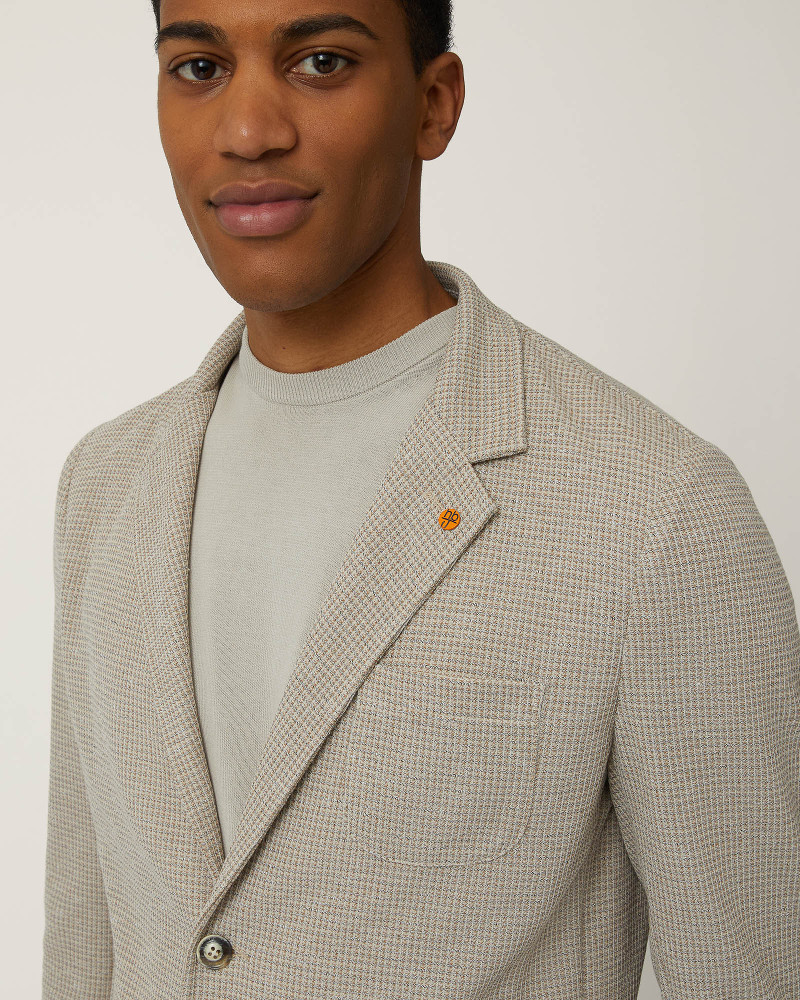 Cotton Blend Jersey Jacket, Sand, large image number 2