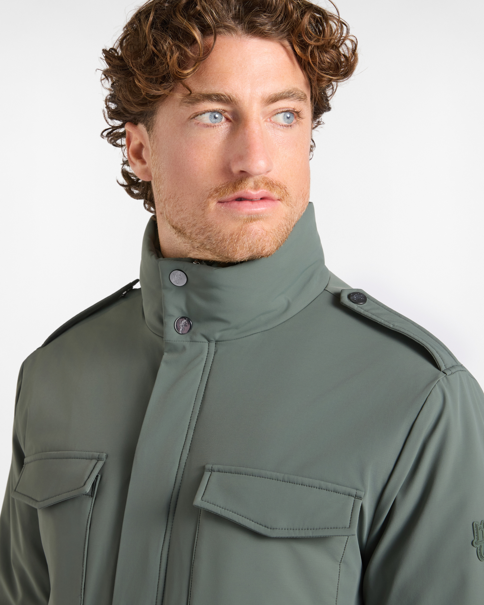 Giubbino HBJ Uomo con collo standup, imbottito in nylon, VERDE, large