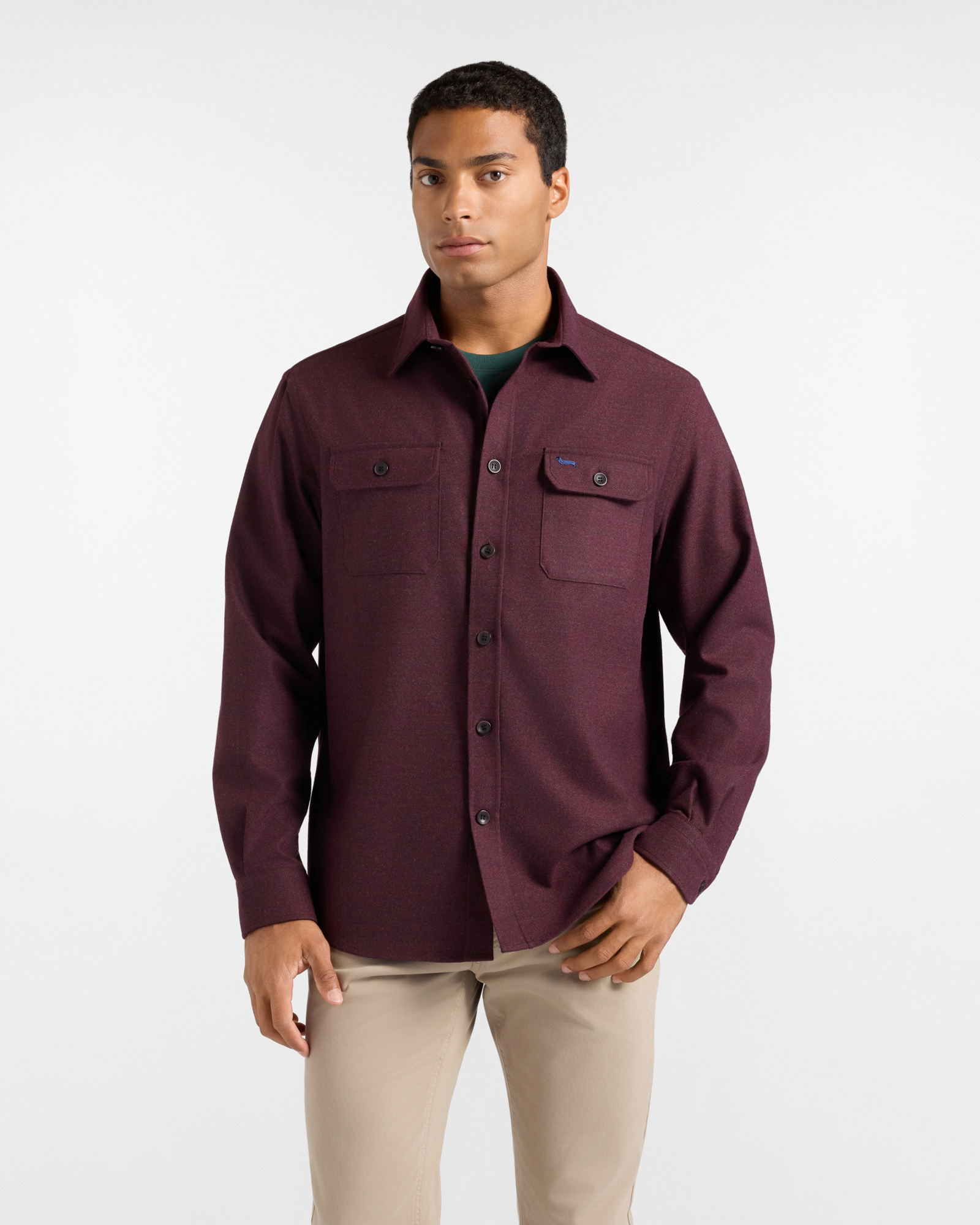 Men's dark violet oversized flannel overshirt