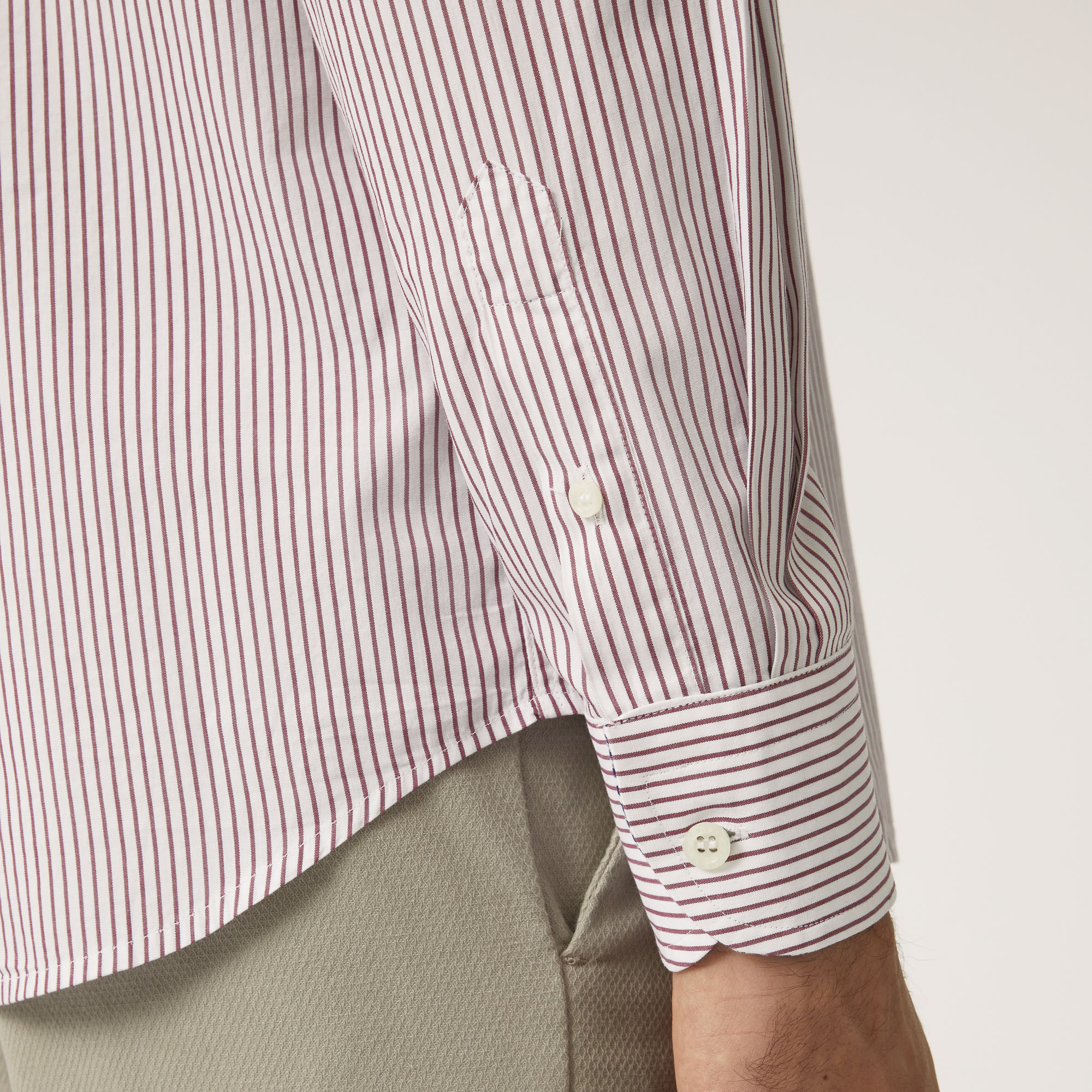 Camicia In Cotone Organico A Righe Sottili, Rosso, large image number 2