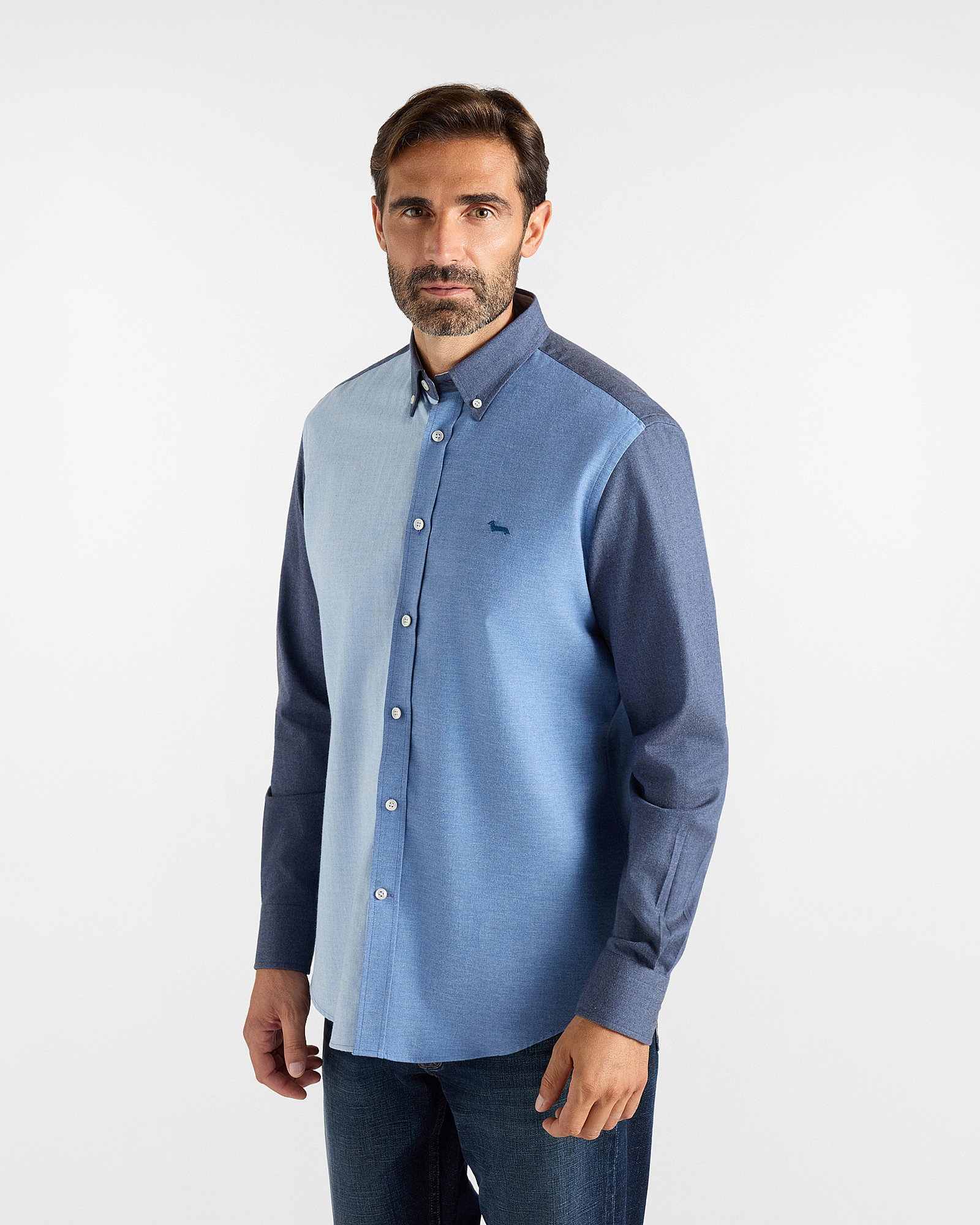 Men&rsquo;s Piazzetta shirt in tonal blue cotton flannel