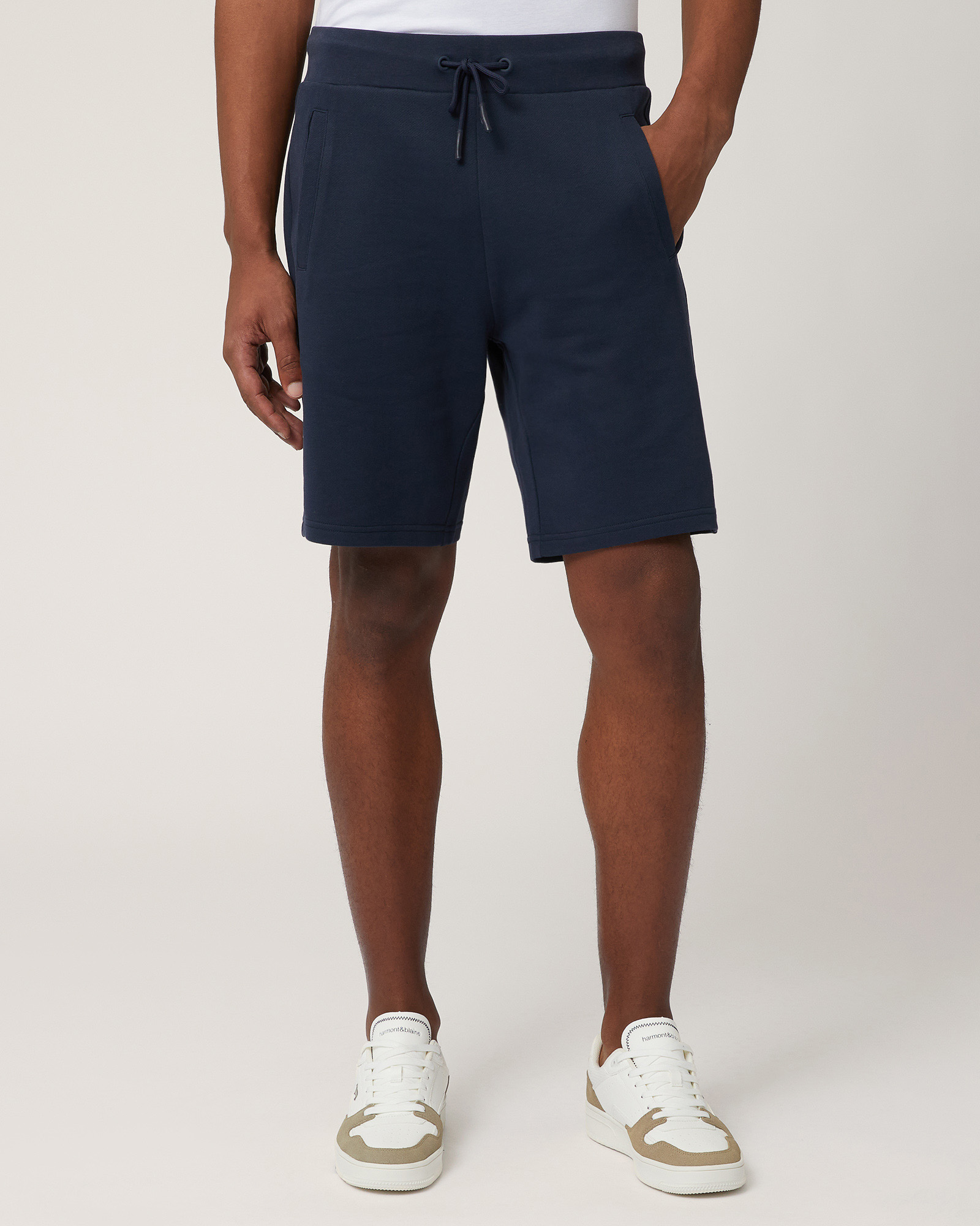 Cotton Sporty Bermuda Shorts, Navy Blue, large image number 0