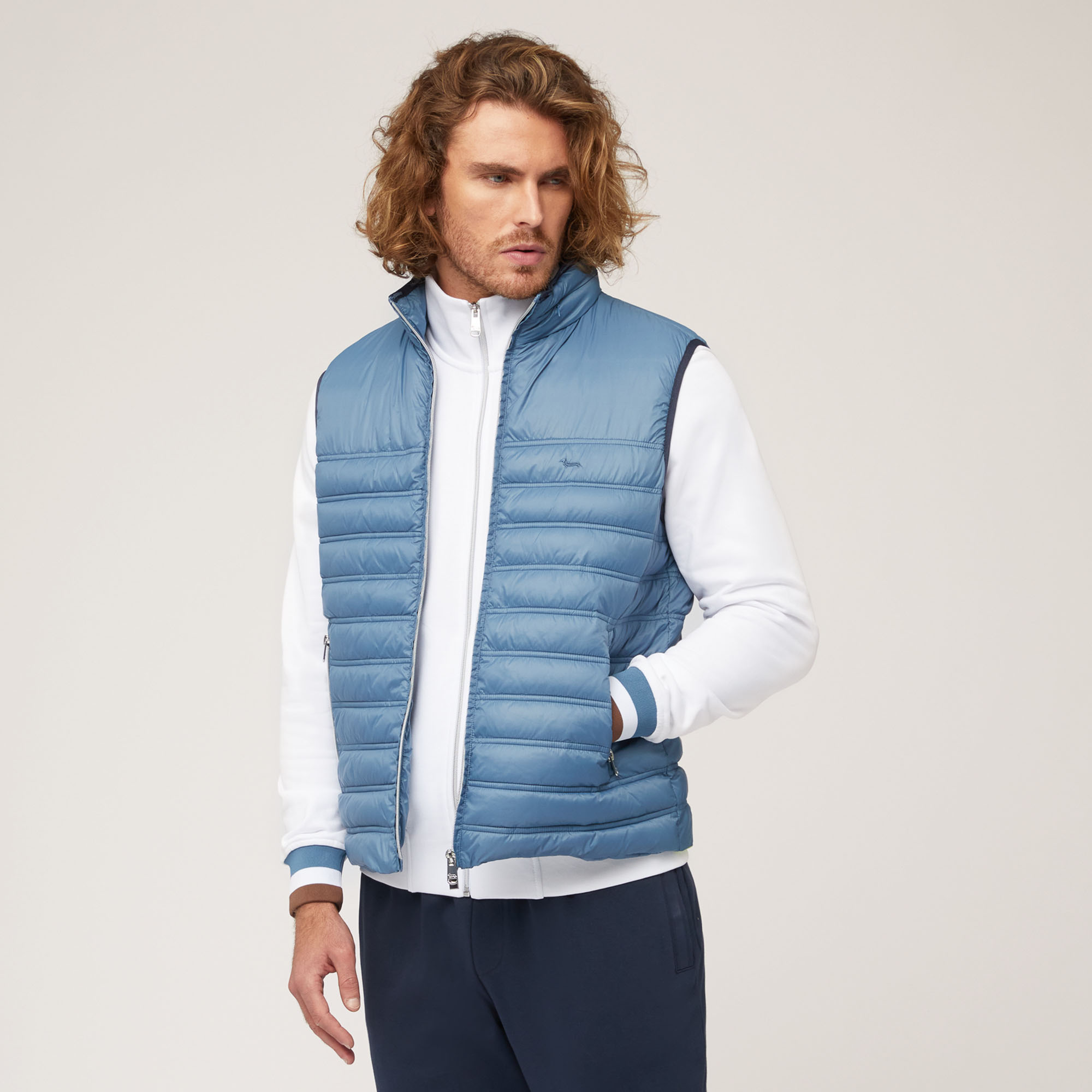 Padded Nylon Gilet, Blue, large image number 0