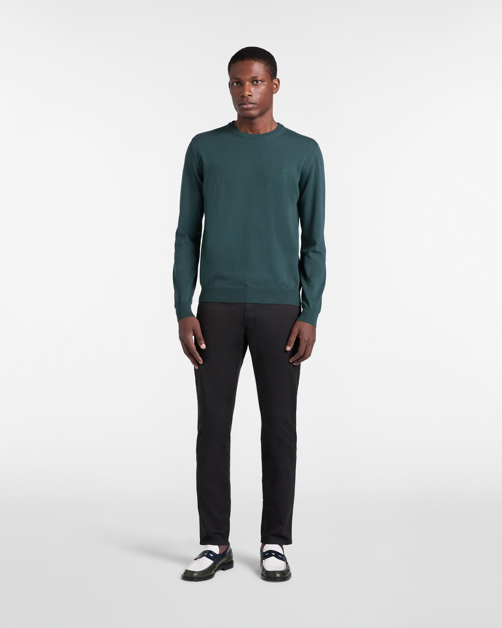 Pullover girocollo in cotone, Verde, large image number 3