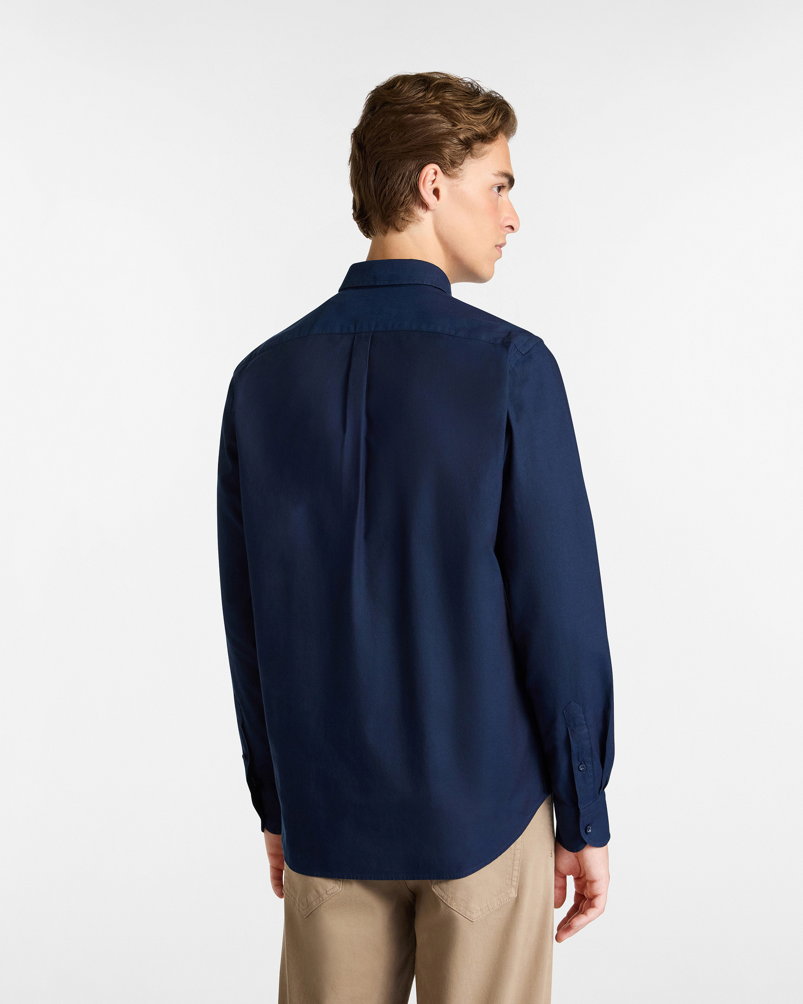 Essentials shirt in plain-coloured cotton, Blue, large image number 1