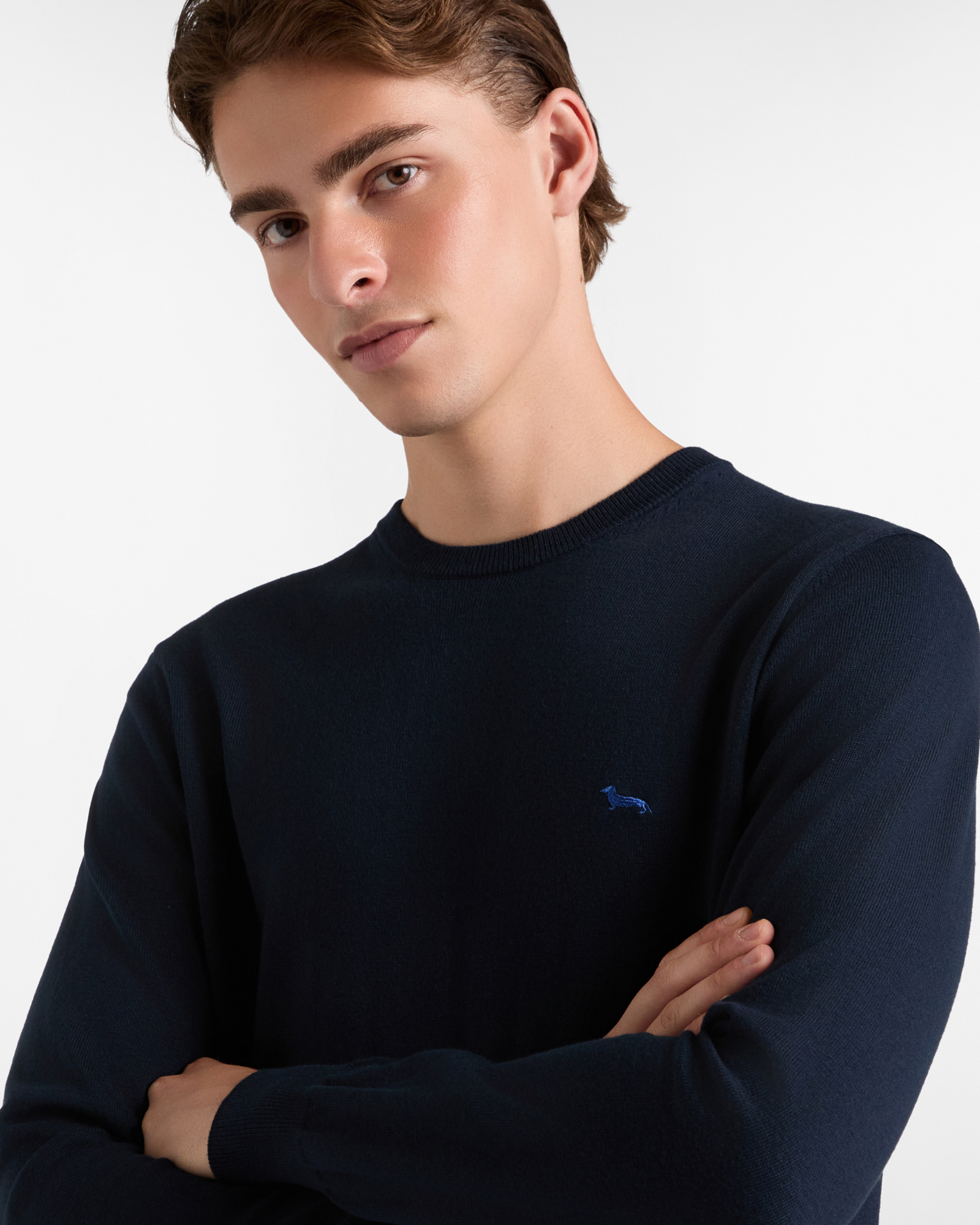 Wool and Cotton Pullover, Navy Blue, large image number 2