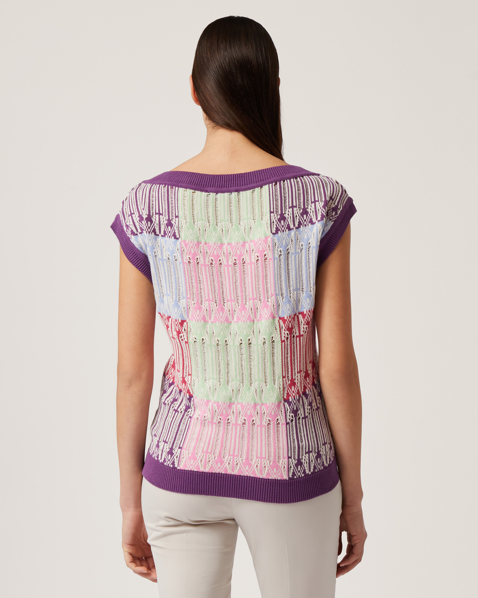 Maglia Smanicata Jacquard