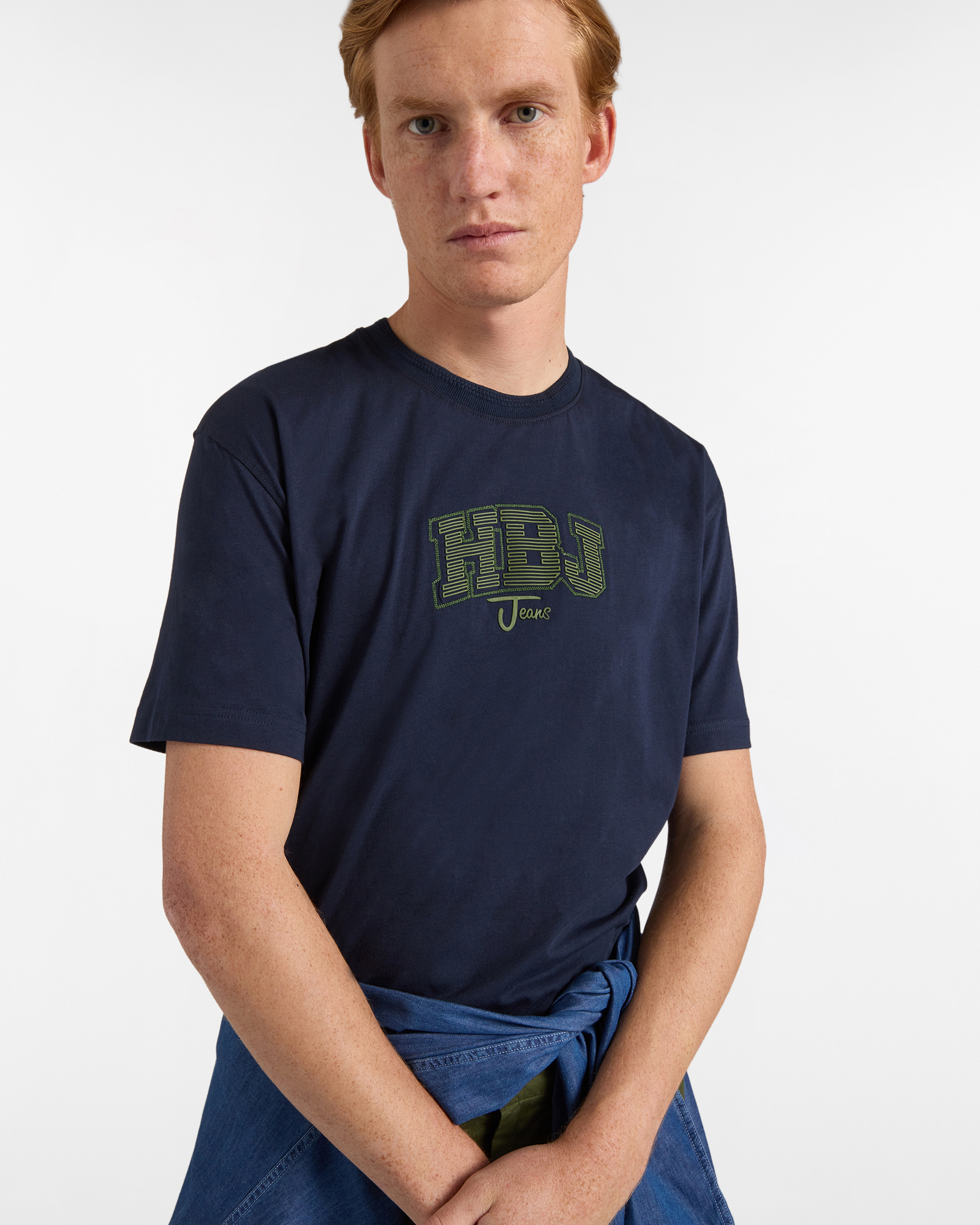 T‑shirt Uomo Con Logo 3D rigato, Blu scuro, large image number 2