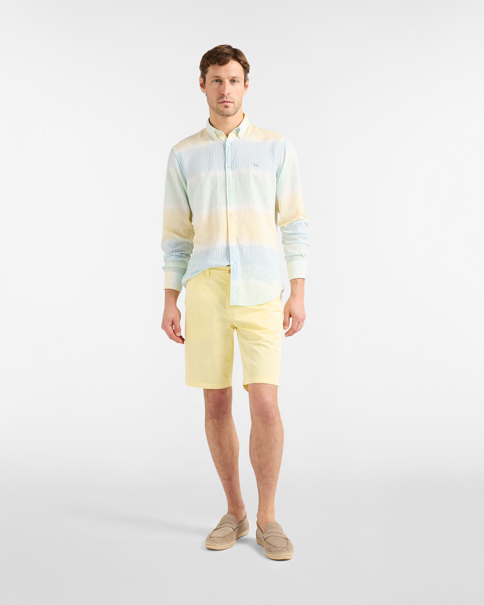 Men's shirt with faded stripes, Yellow, large image number 3