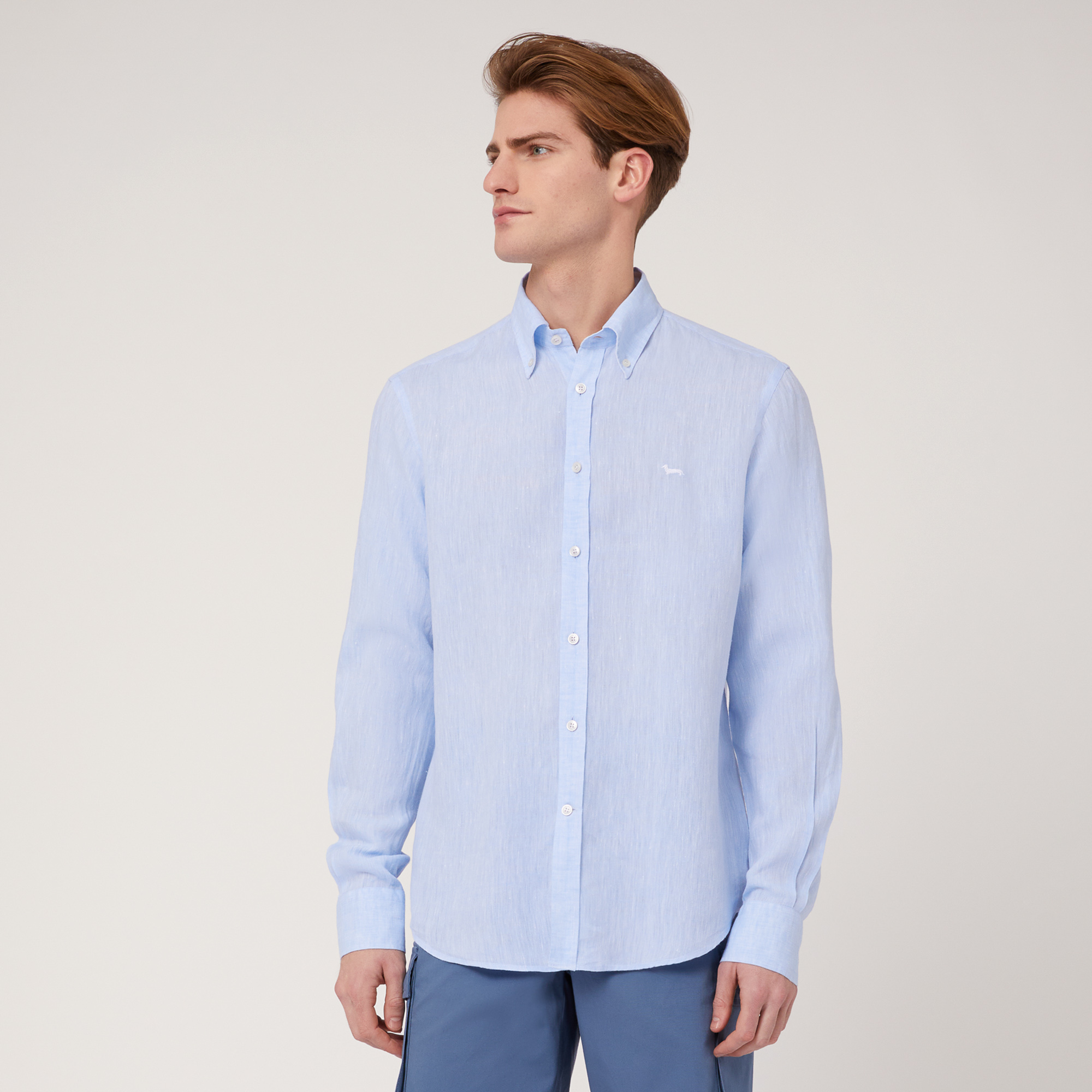 Camicia online lino celeste