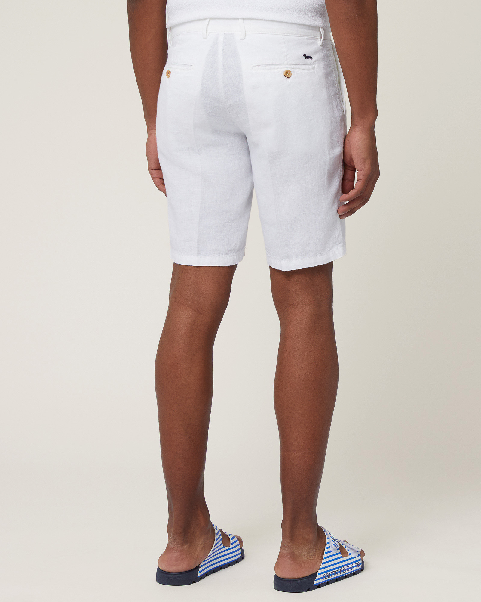 Bermudas de lino corte regular, Blanco, large image number 1