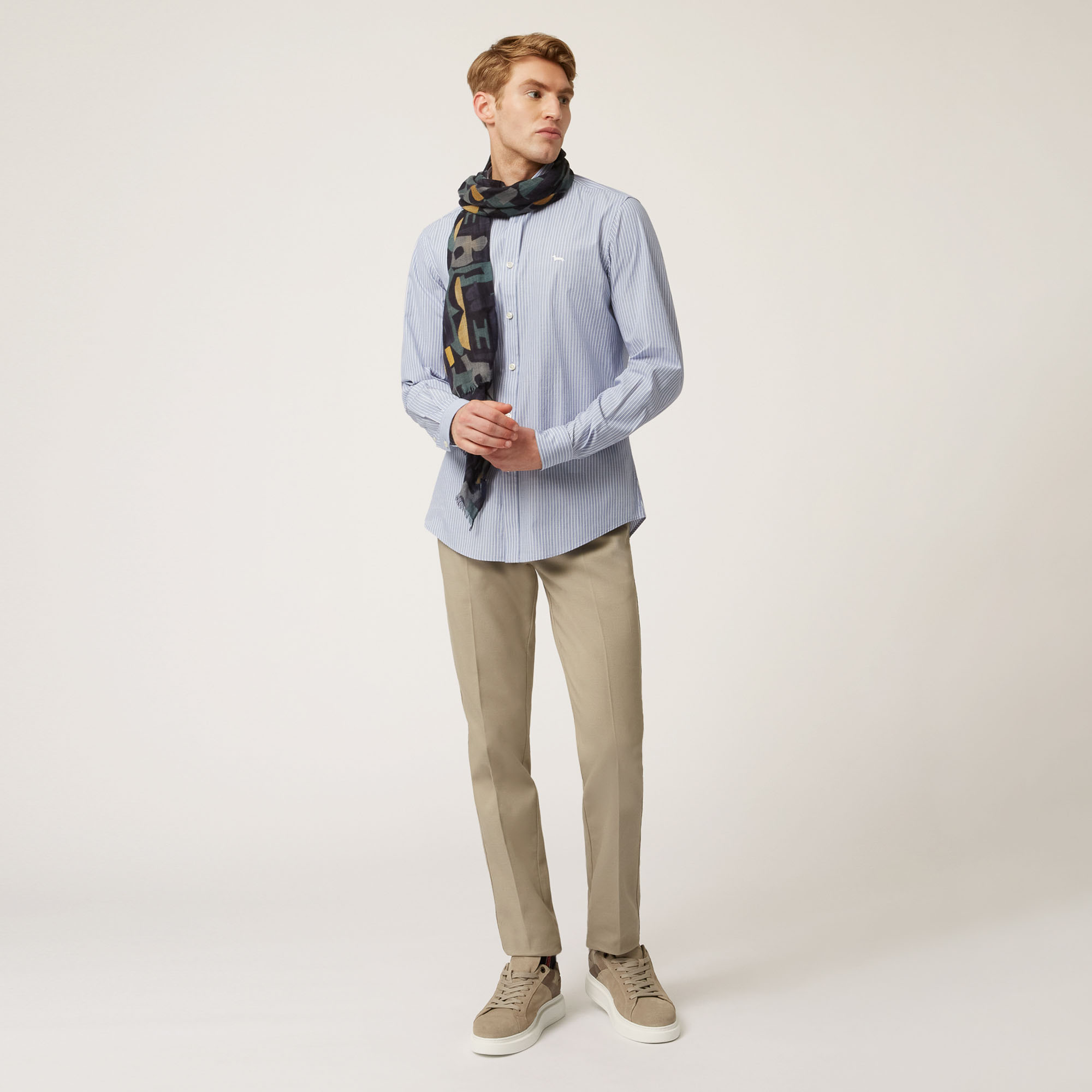 Striped Cotton Shirt, Blue, large image number 3